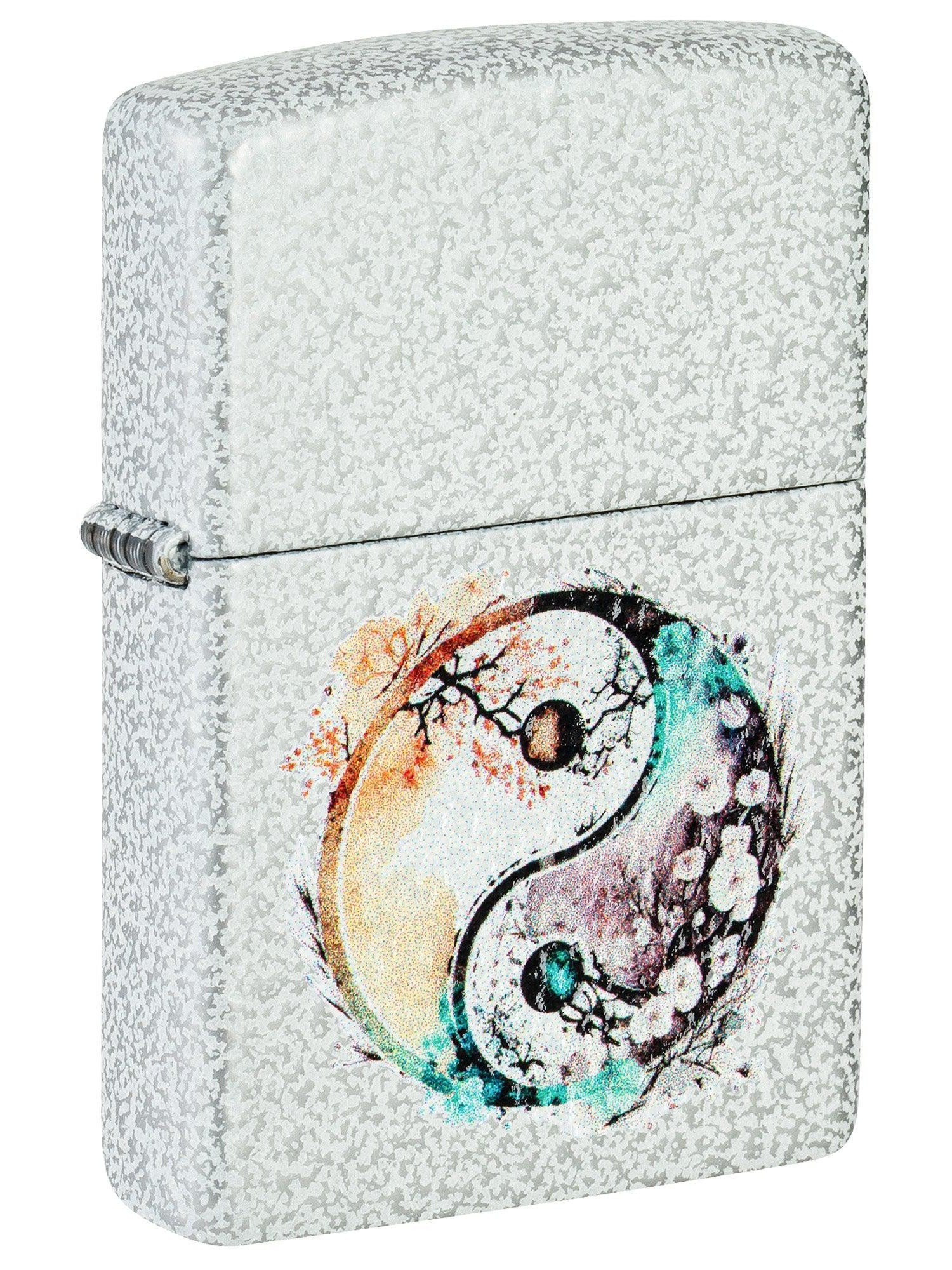 Zippo Lighter: Floral Yin and Yang Design - Glacier 46249