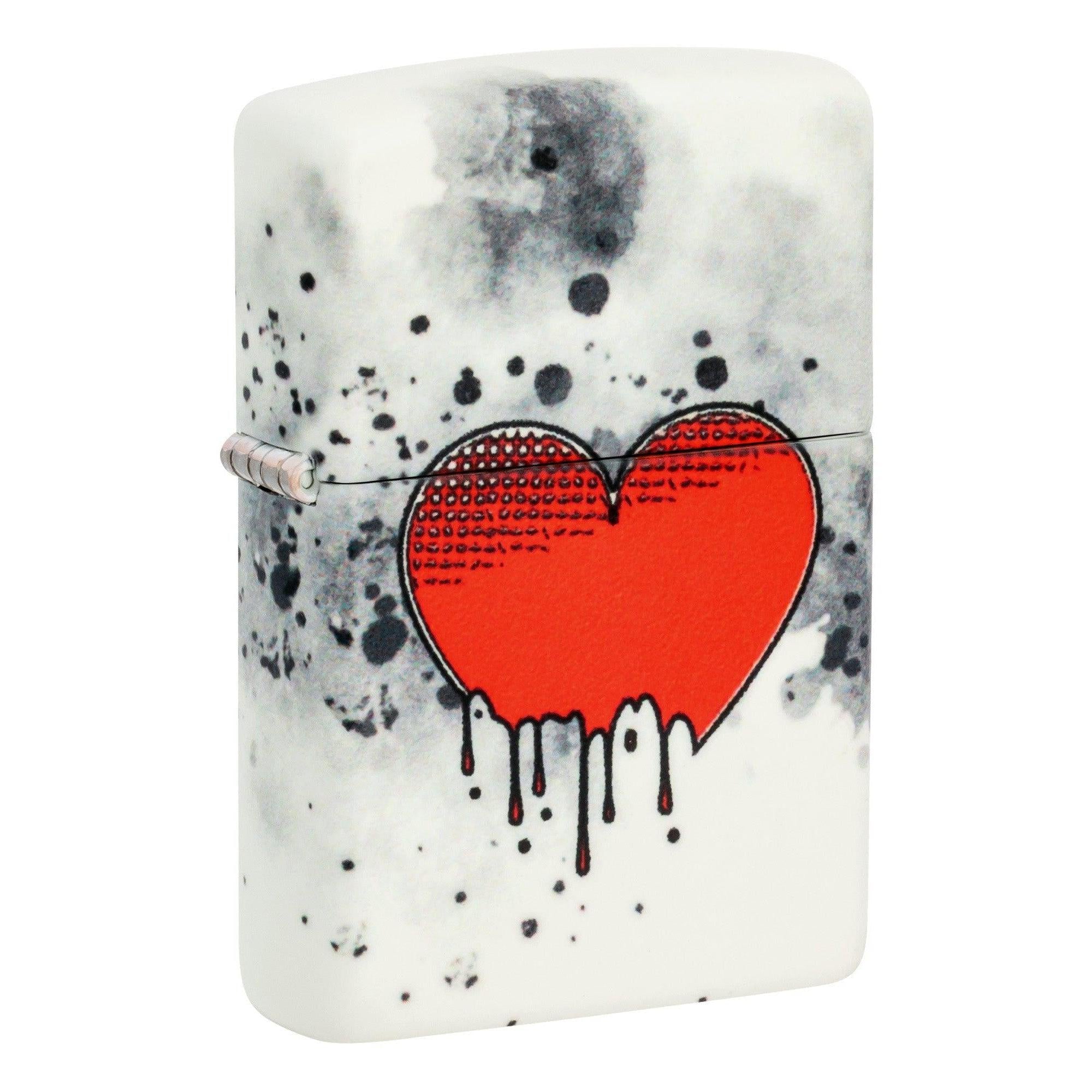 Zippo Lighter: Love Drip Design, 540 Color - Glow-in-the-Dark Green 46258