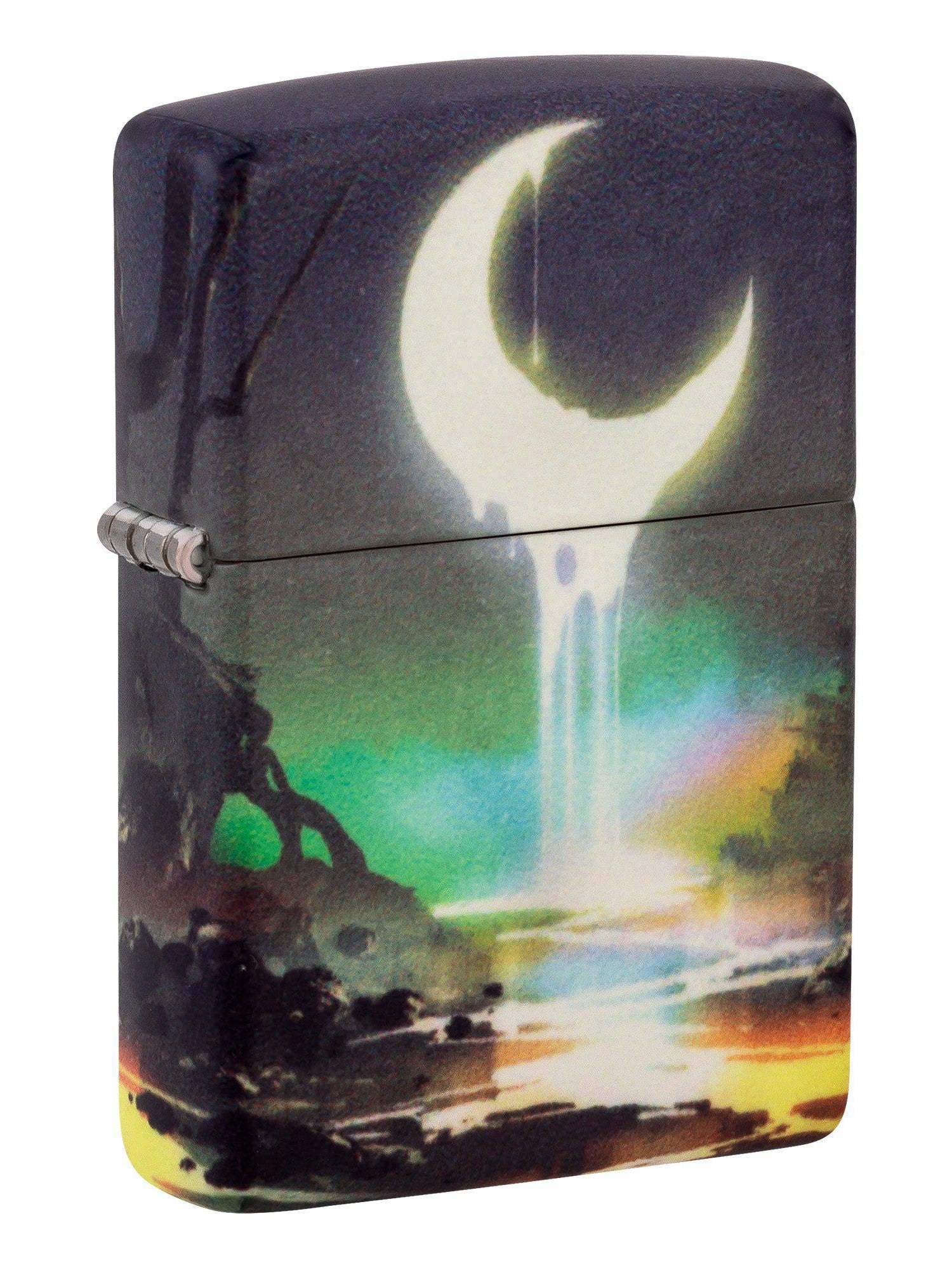 Zippo Lighter: Moon Dream Design, 540 Color - Glow-in-the-Dark Green 46259