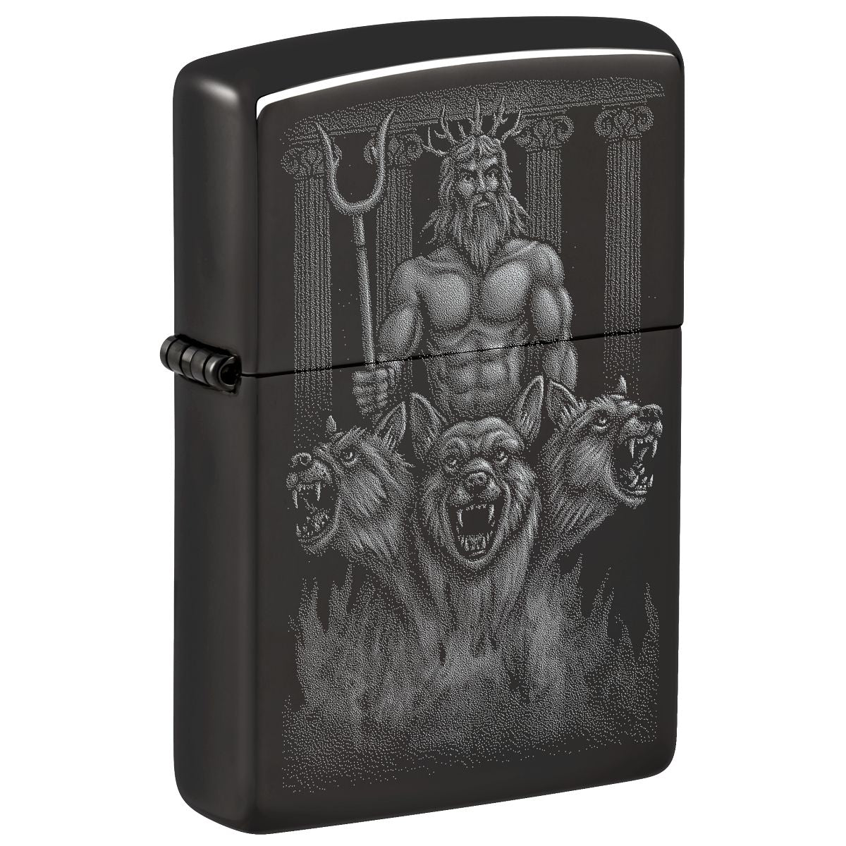 Zippo Lighter: Greek Dogs Design, Photo Image - High Polish Black 46264