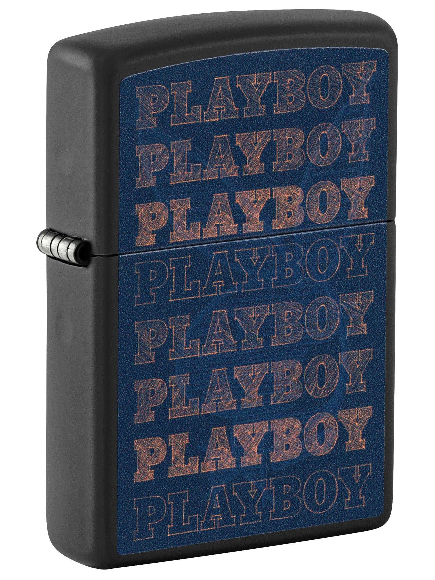 Zippo Lighter: Playboy, Repeating Logo - Black Matte 46272