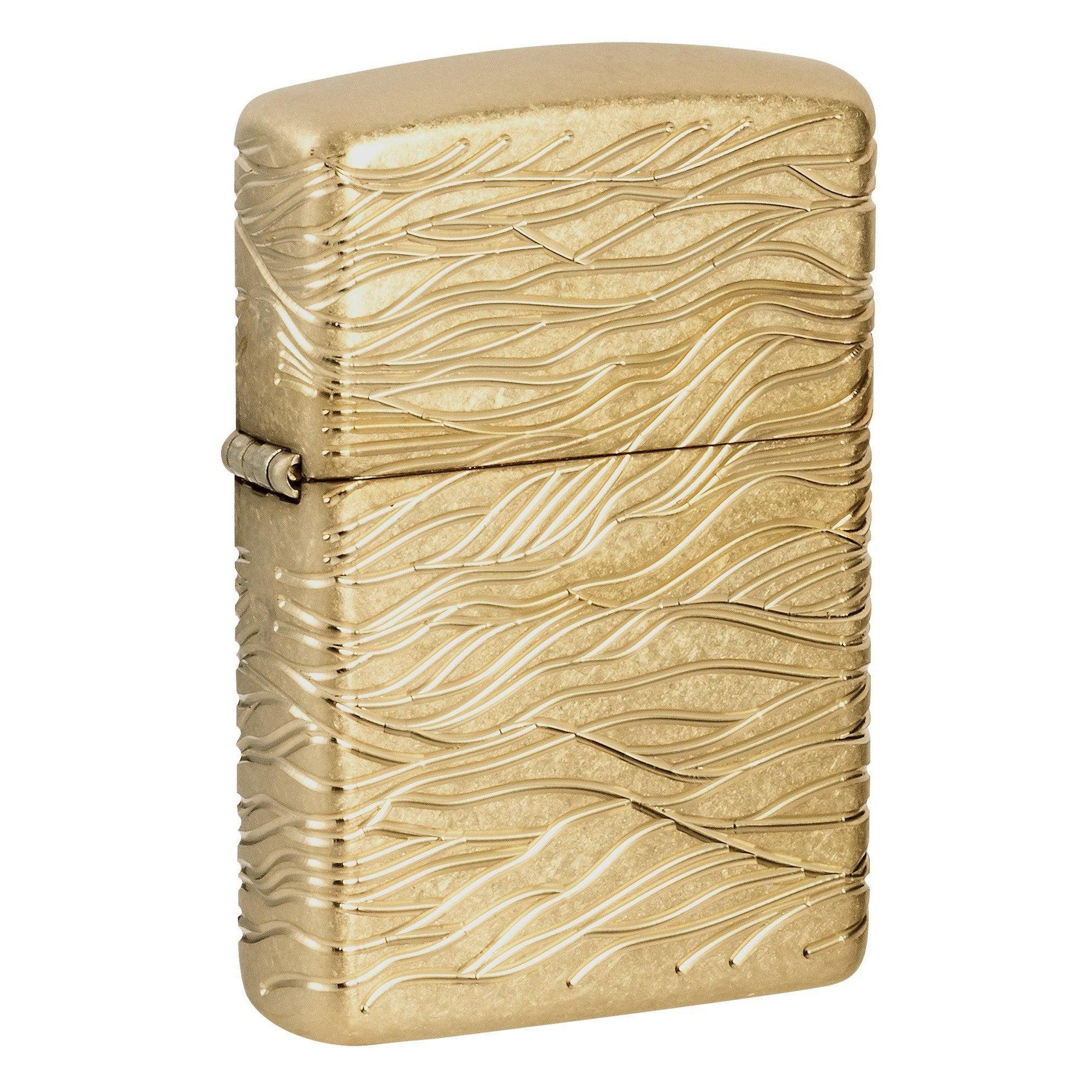 Zippo Lighter: Armor MultiCut, Luxury Waves Design - Tumbled Brass 46273