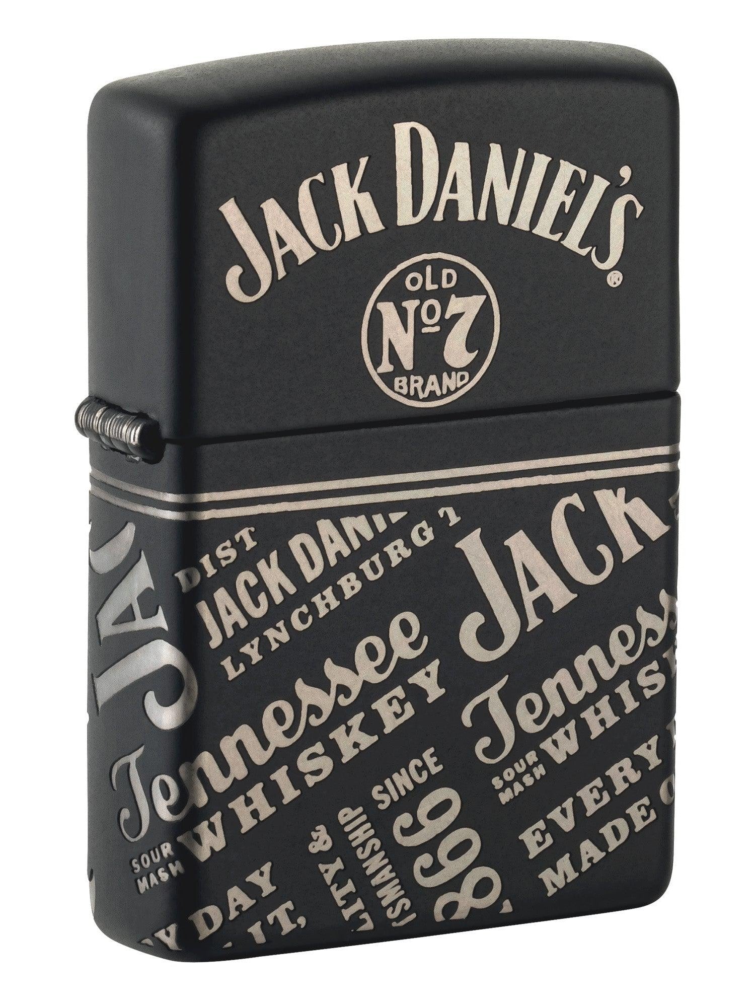 Zippo Lighter: Jack Daniel's Design, Laser 360 - Black Matte with Chrome 46279