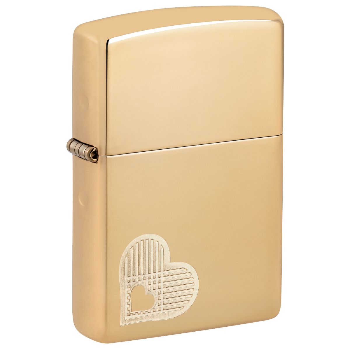 Zippo Lighter: Double Hearts Design, Engraved - High Polish Brass 46281