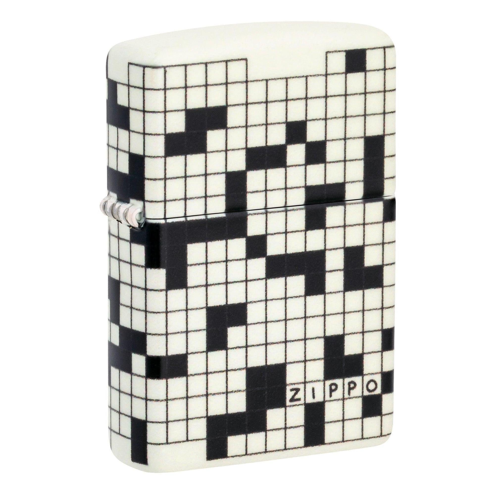 Zippo Lighter: Crossword Puzzle Design, 540 Color - Glow-in-the-Dark Green 46285