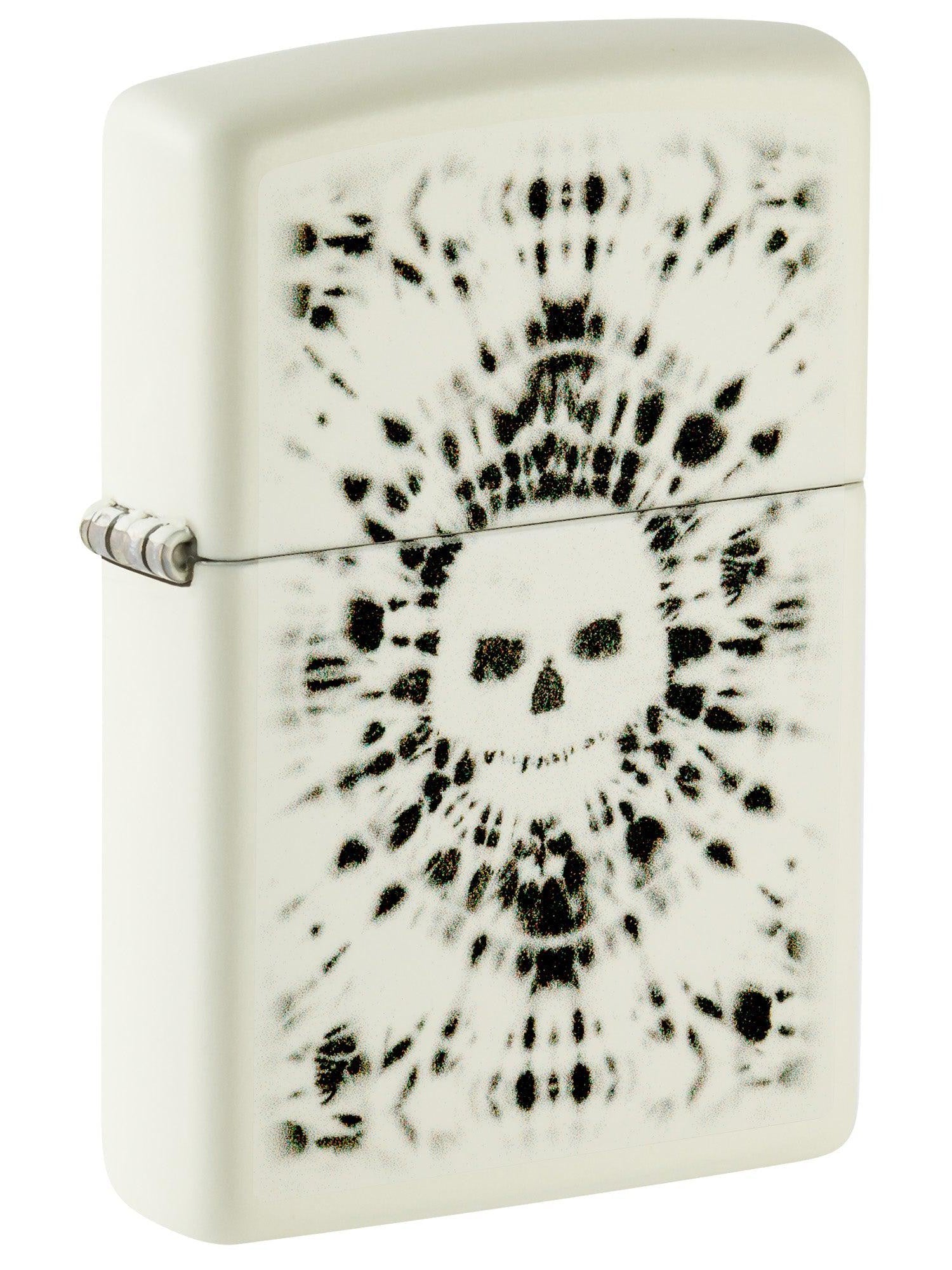 Zippo Lighter: Glowing Skull Design - Glow-in-the-Dark Green 46289