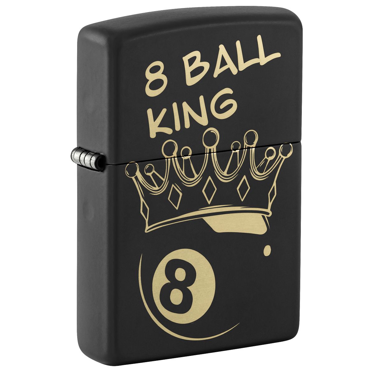 Zippo Lighter: Billiards Champion Design, Engraved - Black Matte 46291