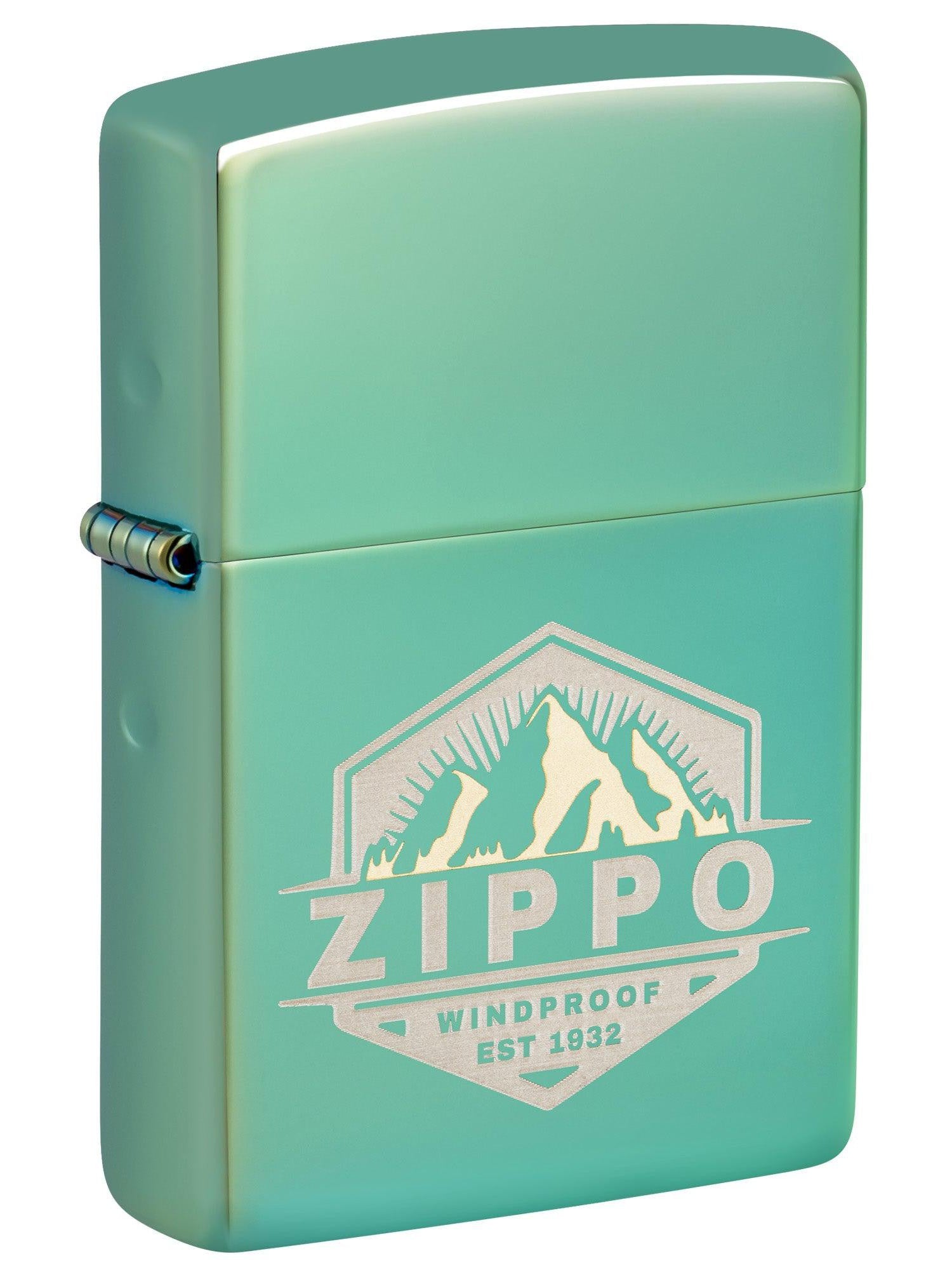 Zippo Lighter: Zippo Badge Design, Engraved - High Polish Green 46293