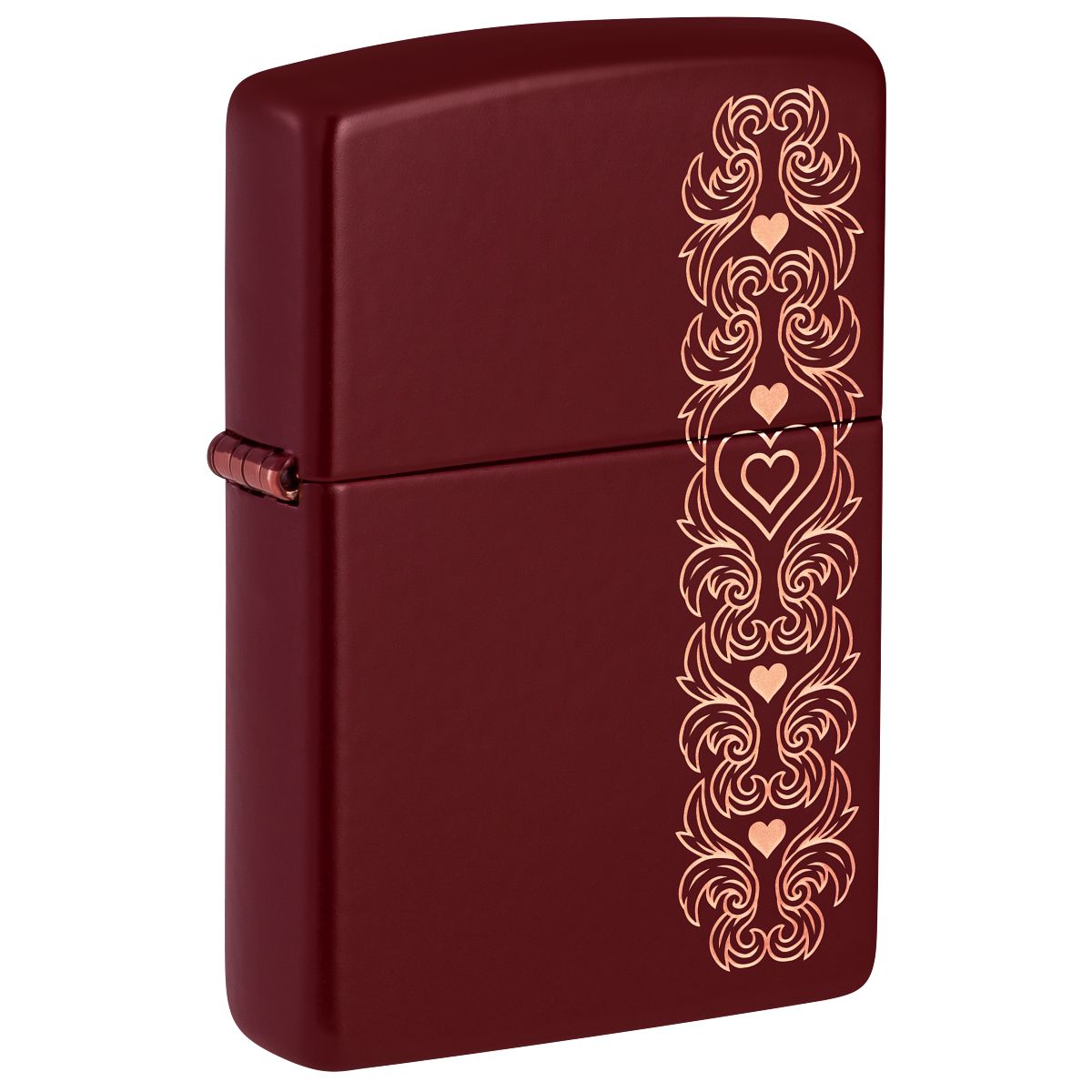 Zippo Lighter: Heart Garland Design, Engraved - Merlot 46296