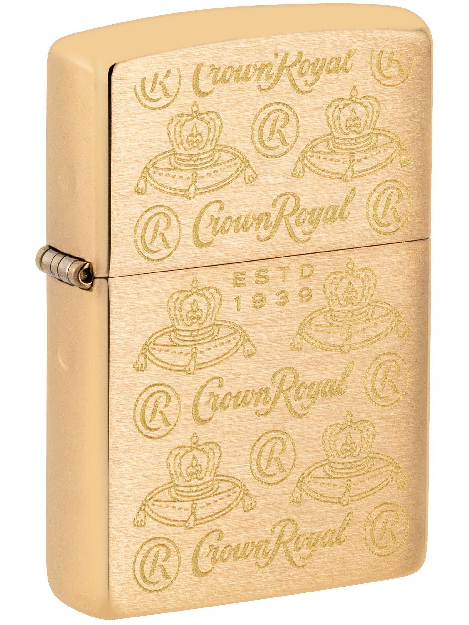 Zippo Lighter: Crown Royal Elegance Design, Engraved - Brushed Brass 46299