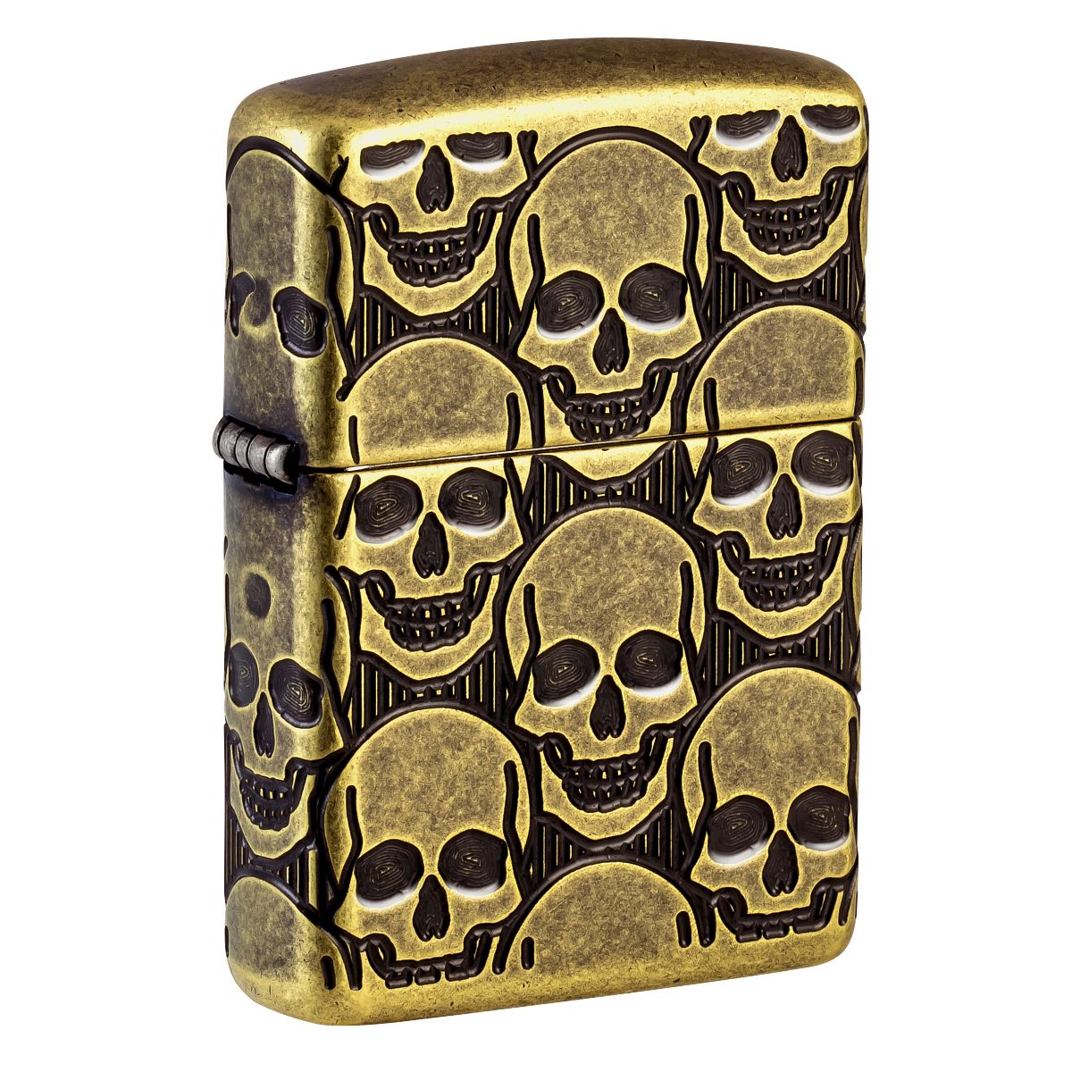 Zippo Lighter: Armor MultiCut, Cackling Cranium Design - Antique Brass 46302
