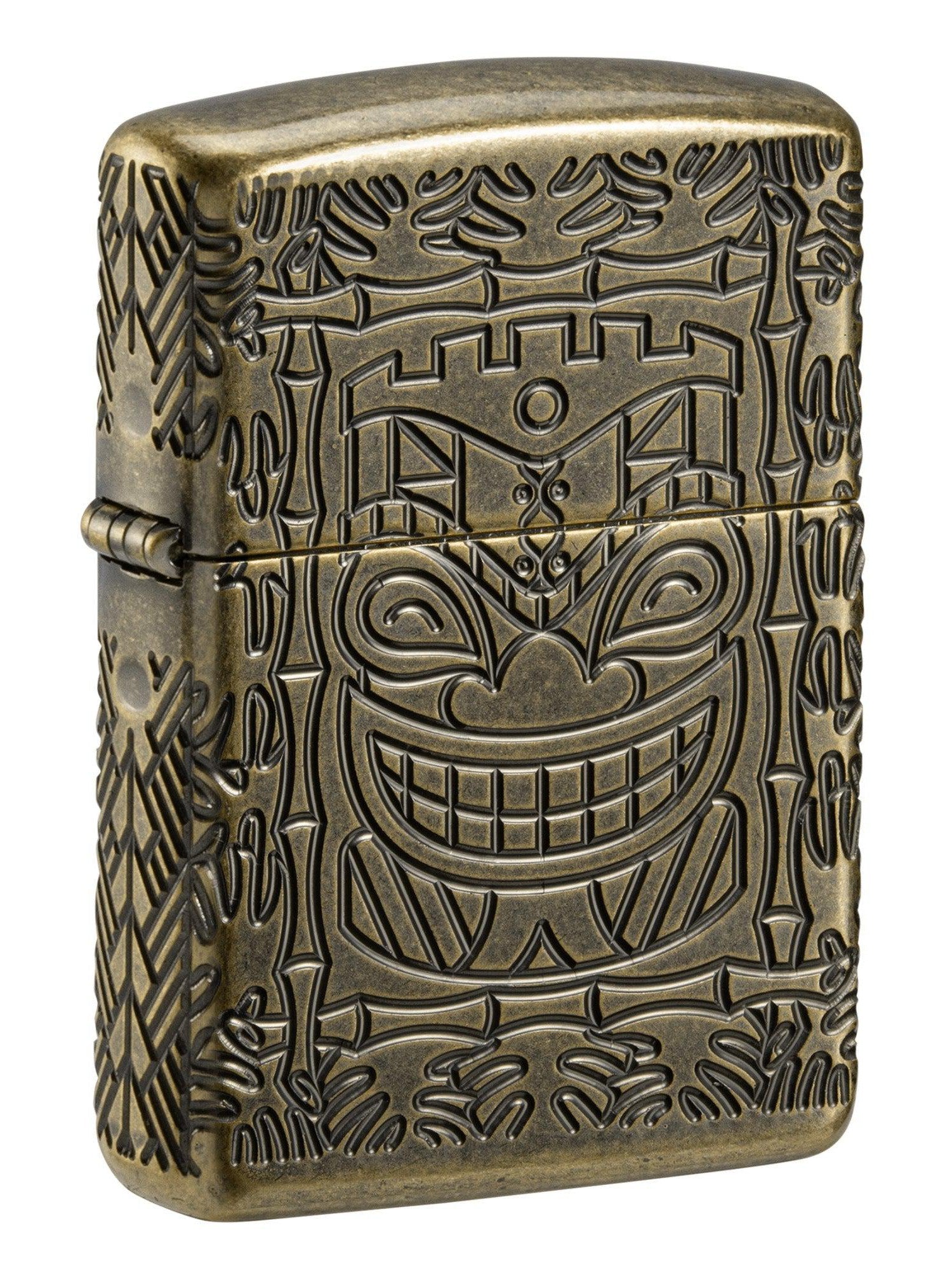 Zippo Lighter: Armor MultiCut, Tiki Design - Antique Brass 46314