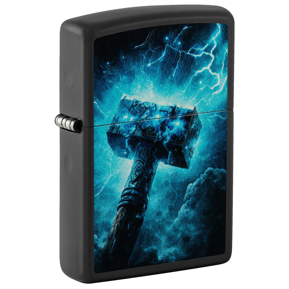 Zippo Lighter: Thor's Hammer, Black Light - Black Matte 46365