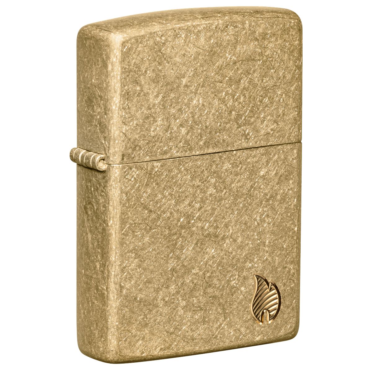 Zippo Lighter: Armor Deep Carved Flame - Tumbled Brass 46398