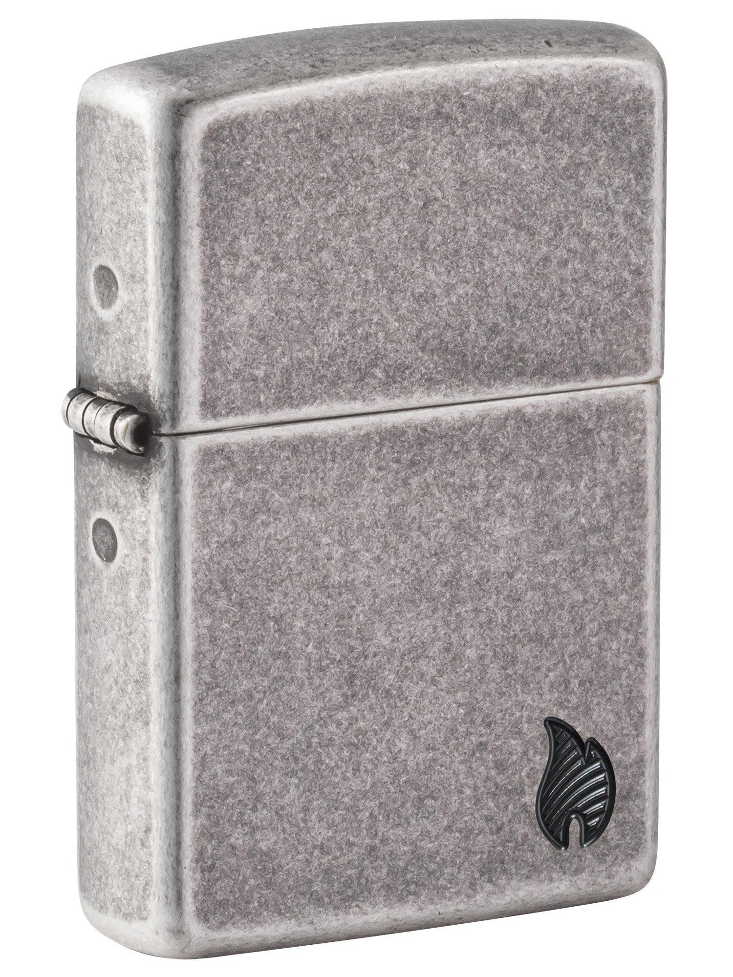 Zippo Lighter: Armor Deep Carved Flame - Antique Silver 46399