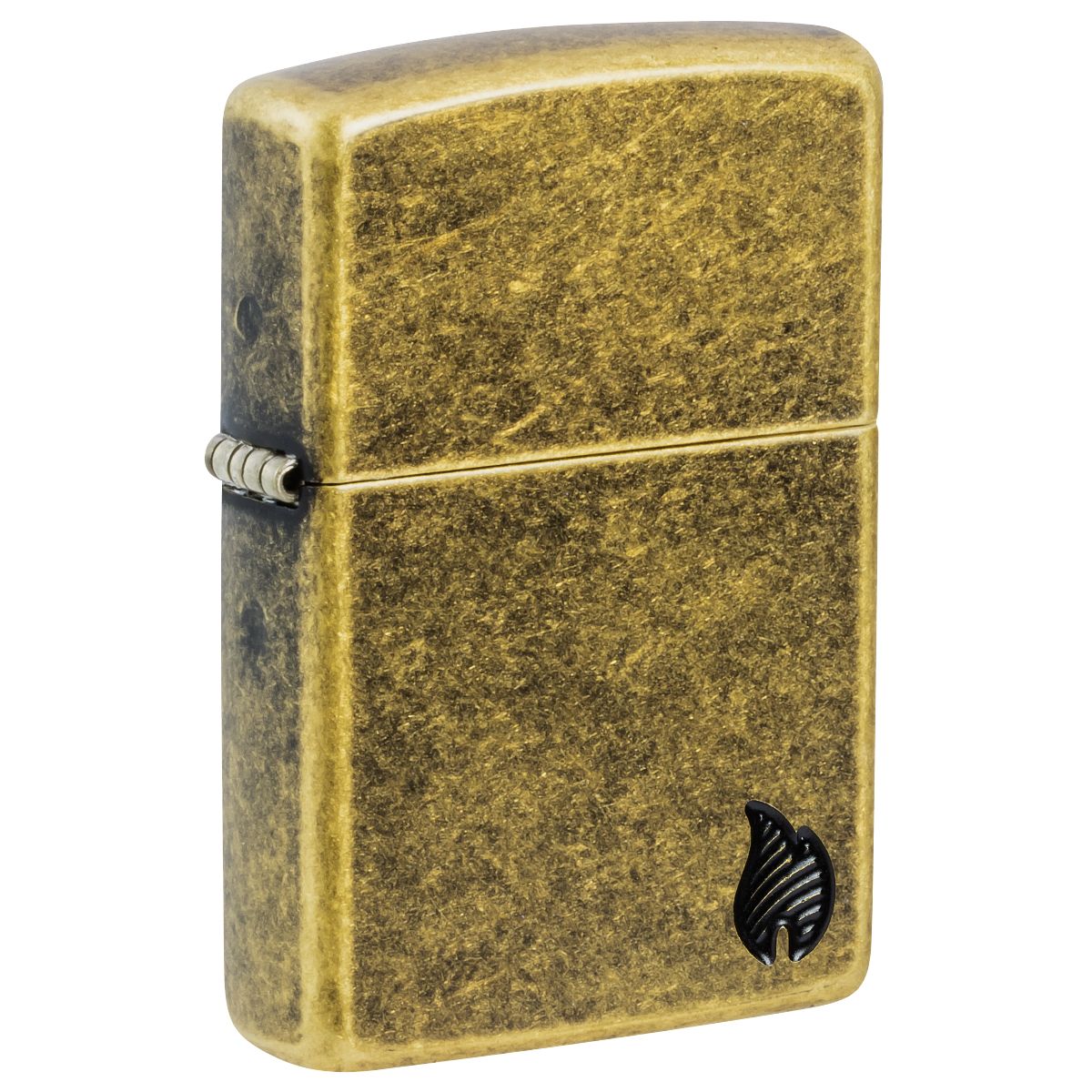 Zippo Lighter: Armor Deep Carved Flame - Antique Brass 46400