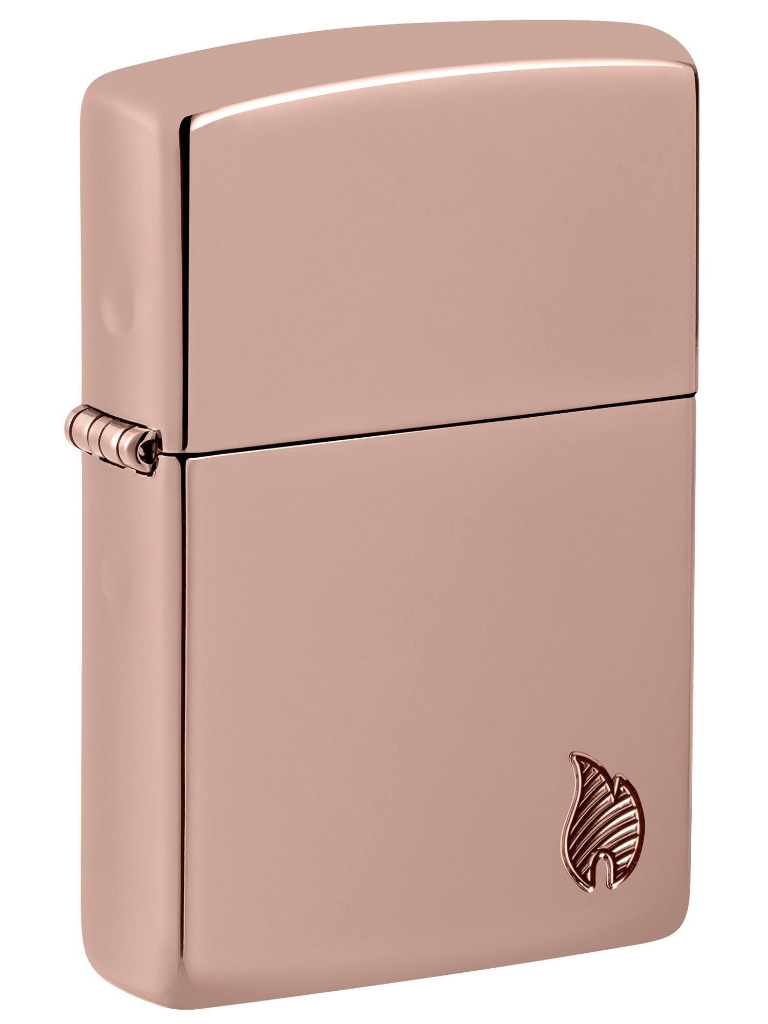 Zippo Lighter: Armor Deep Carved Flame - High Polish Rose Gold 46401