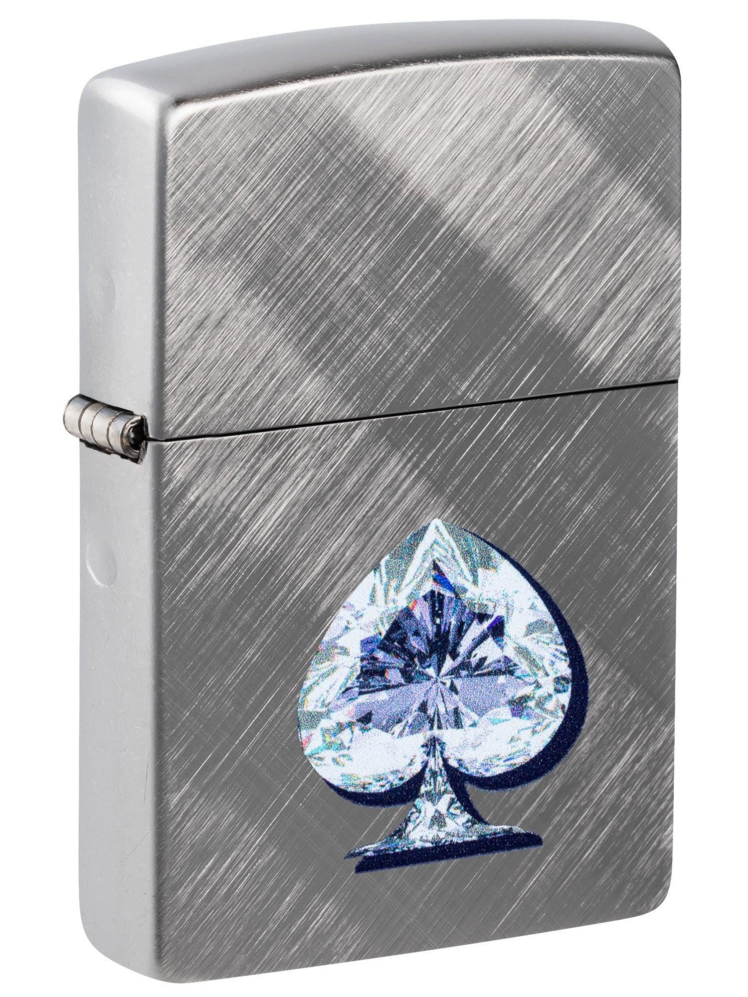 Zippo Lighter: Gleaming Spade Design - Diagonal Weave 46472