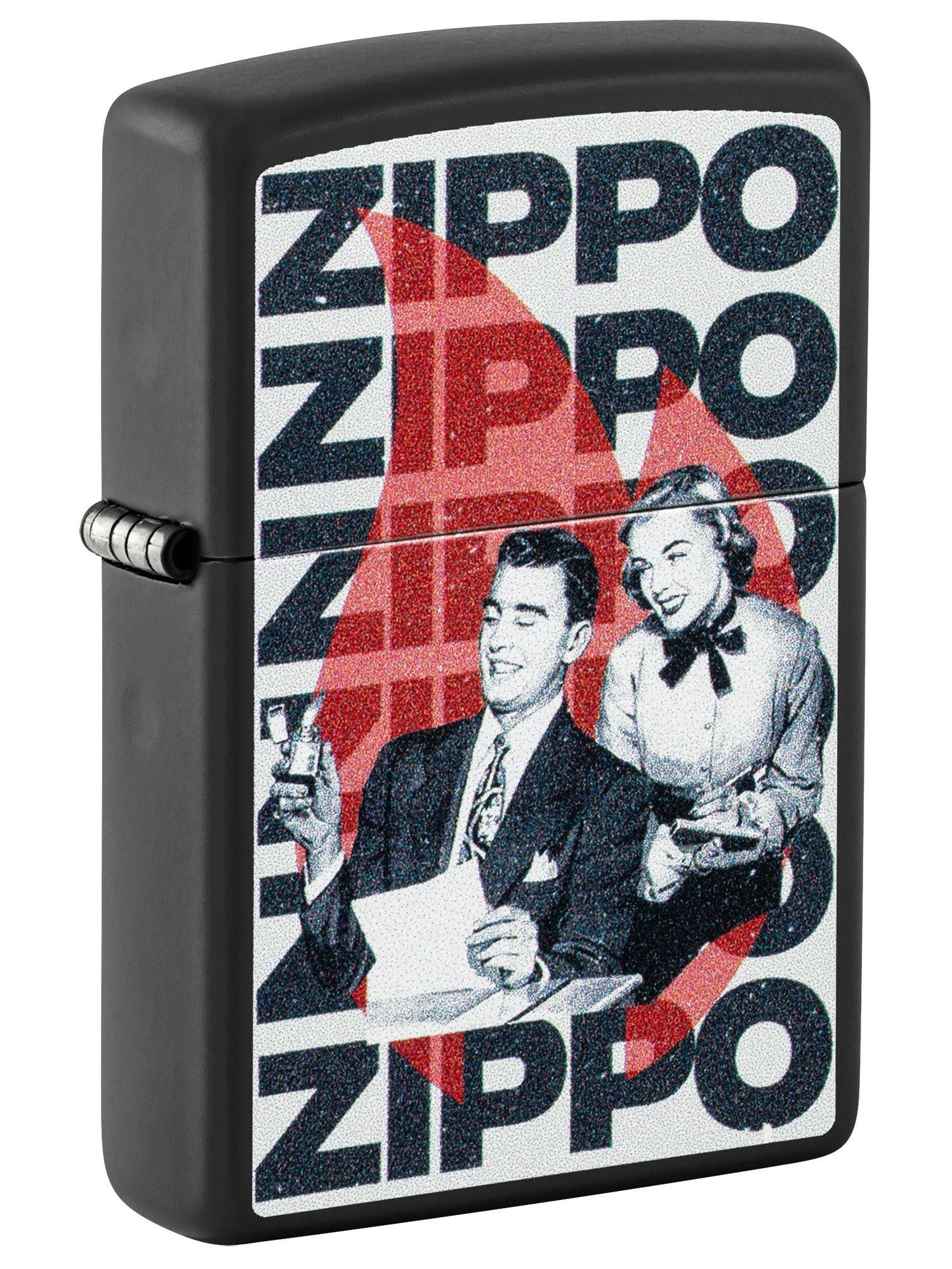 Zippo Lighter: Vintage Zippo Design - Black Matte 46475