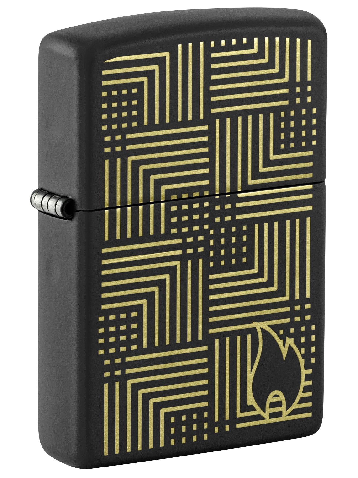 Zippo Lighter: Zippo Reflection Design, Engraved - Black Matte 46478