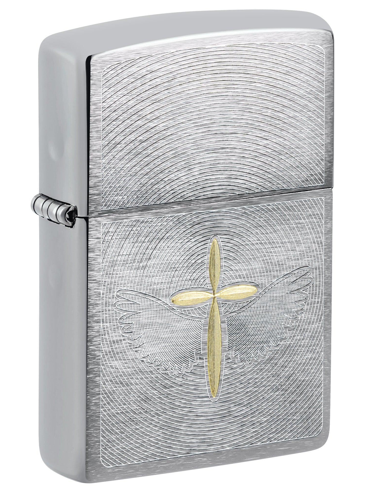 Zippo Lighter: Angel Aura Design, Engraved - Brushed Chrome 46479