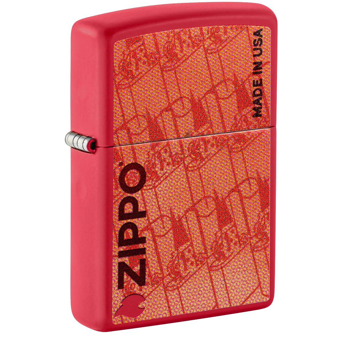 Zippo Lighter: Made in USA Design - Red Matte 46487