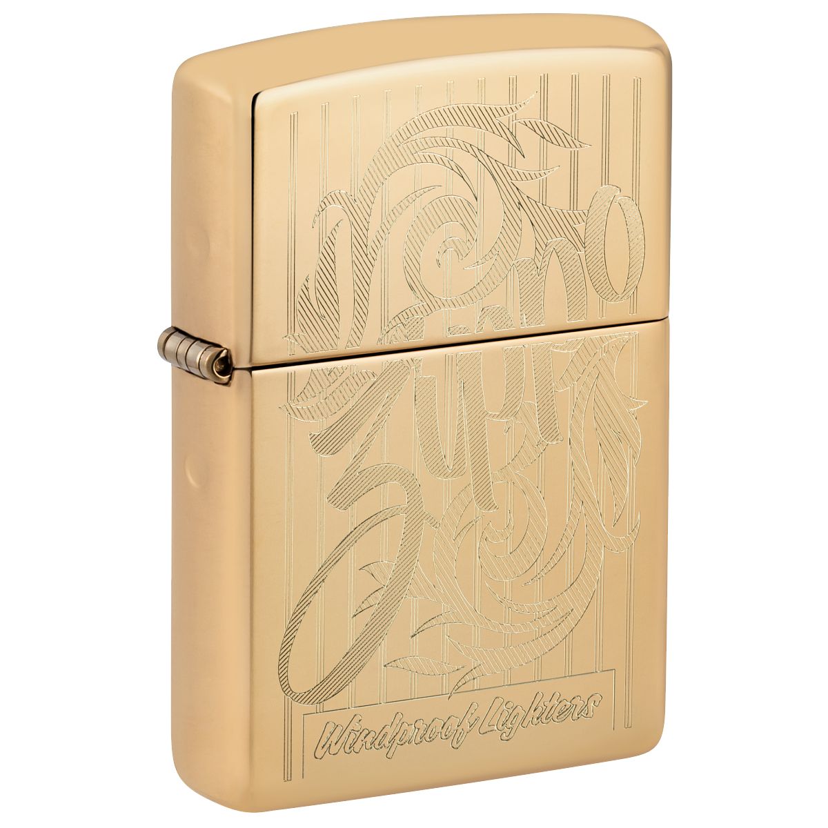 Zippo Lighter: Zippo Swirling Filigree Design, Engraved - High Polish Brass 46568