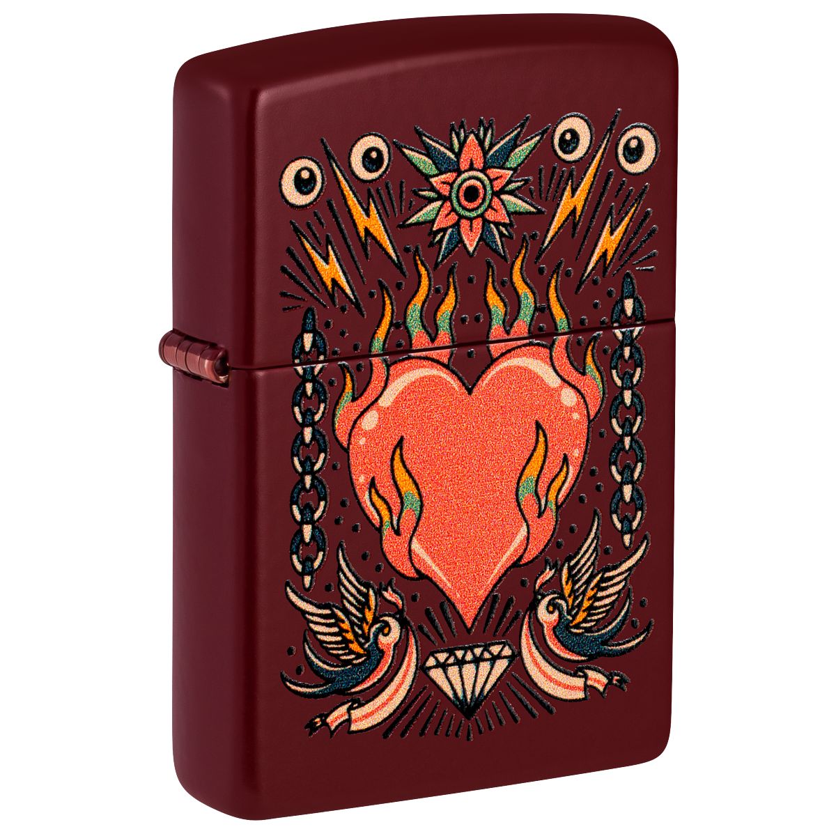 Zippo Lighter: Tattoo Heart Design - Merlot 46584