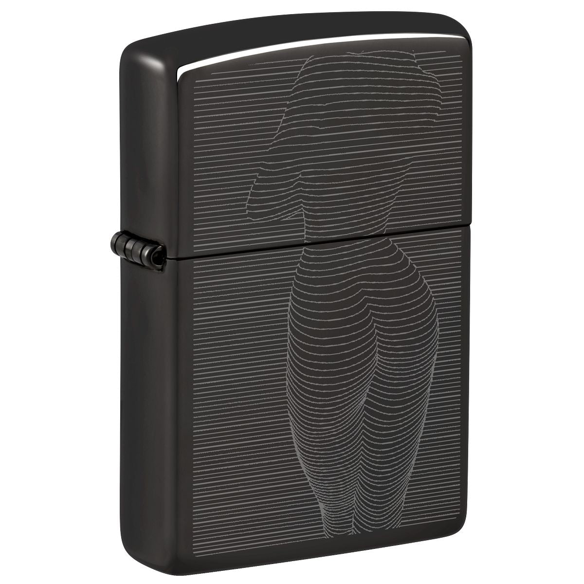 Zippo Lighter: Lady with Horizontal Lines - High Polish Black 46645