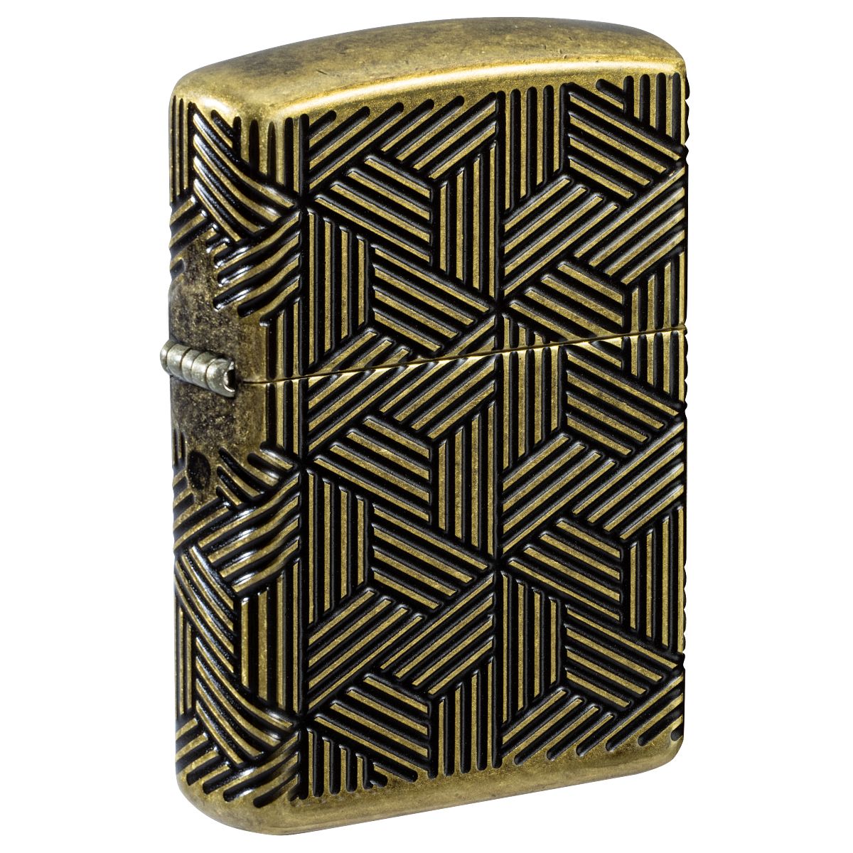 Zippo Lighter: Armor MultiCut Art Deco Design - Antique Brass 46675