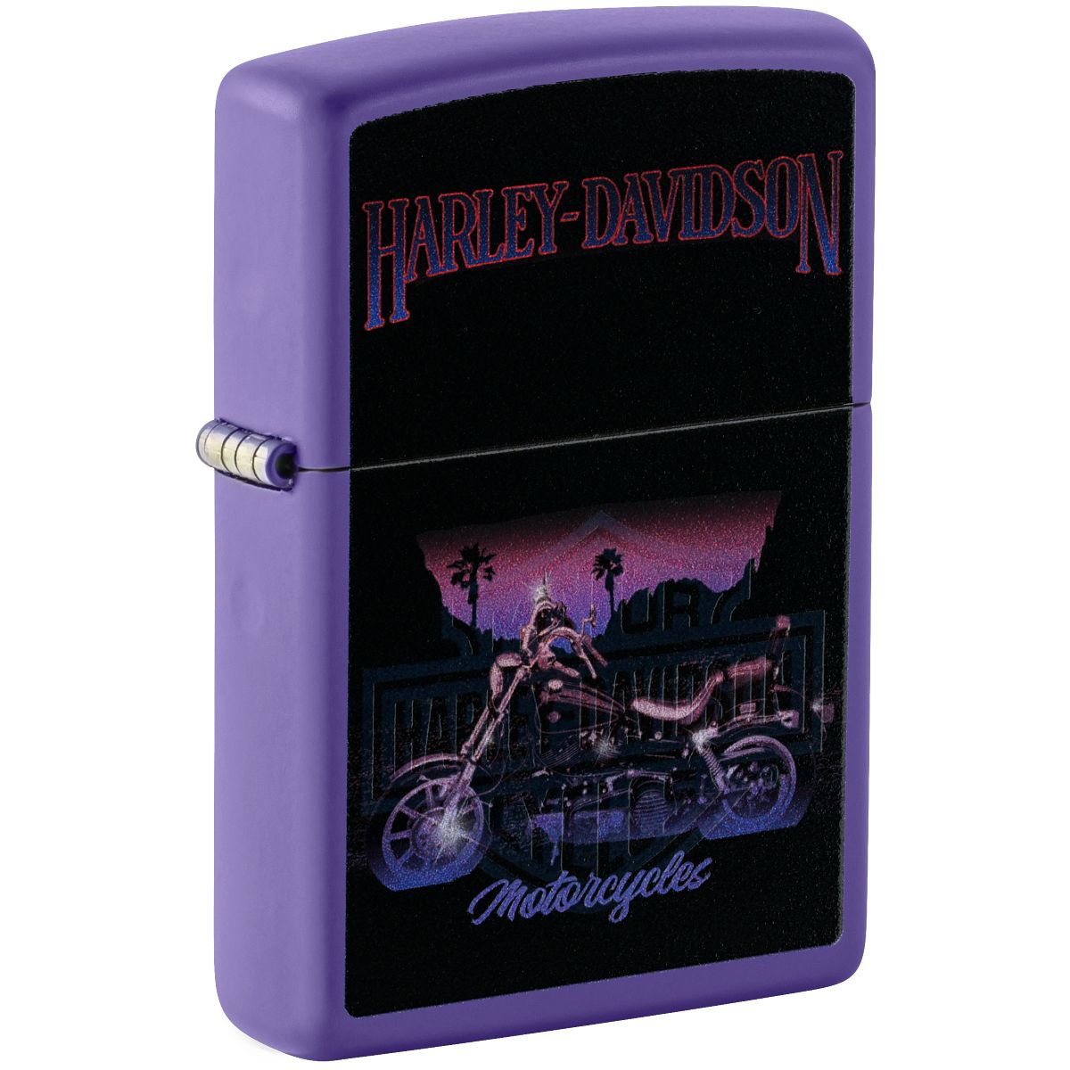 Zippo Lighter: Harley-Davidson Motorcycles, Blacklight - Purple Matte 46676