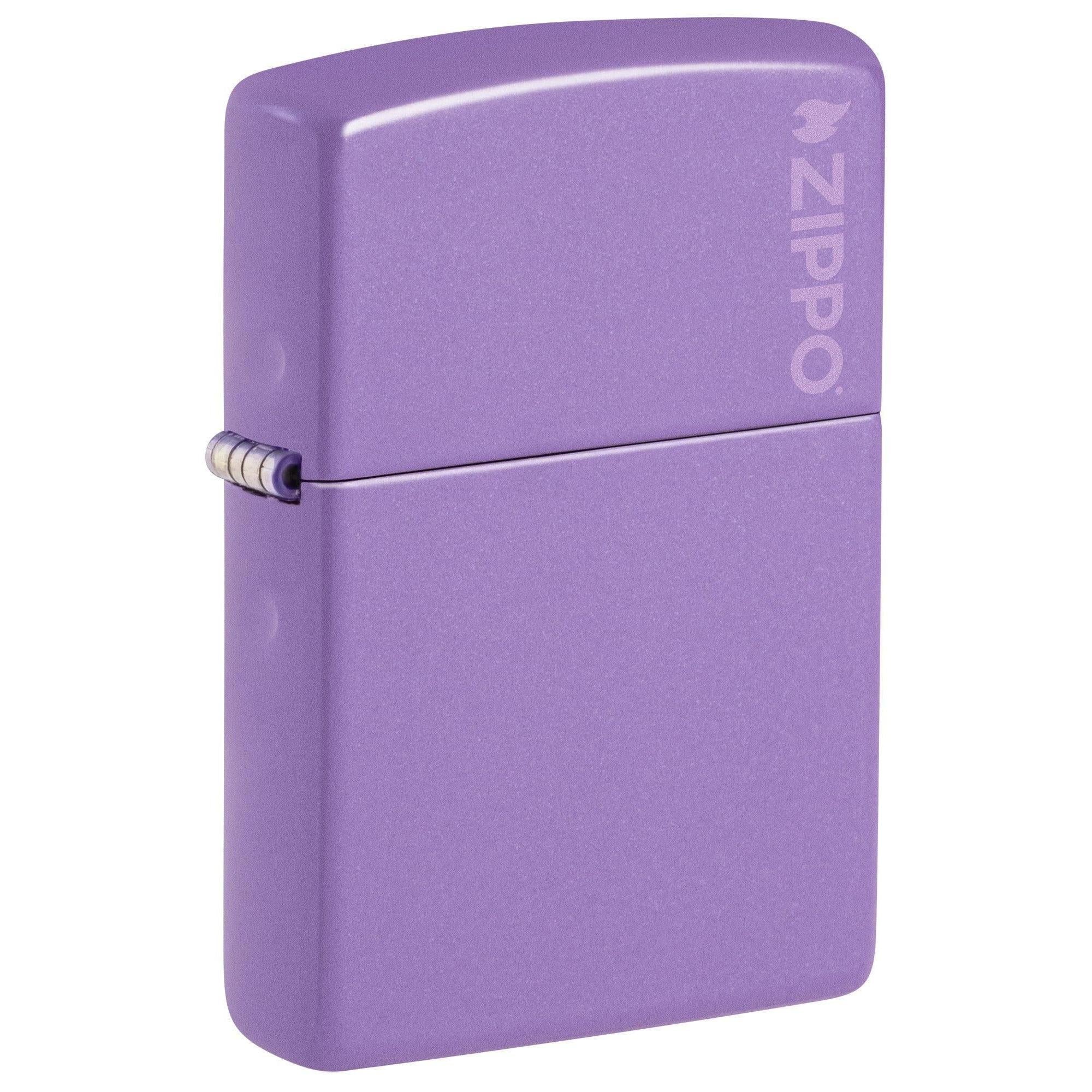 Zippo Lighter: Smokey Lavender Matte with Zippo Logo - 46681ZL