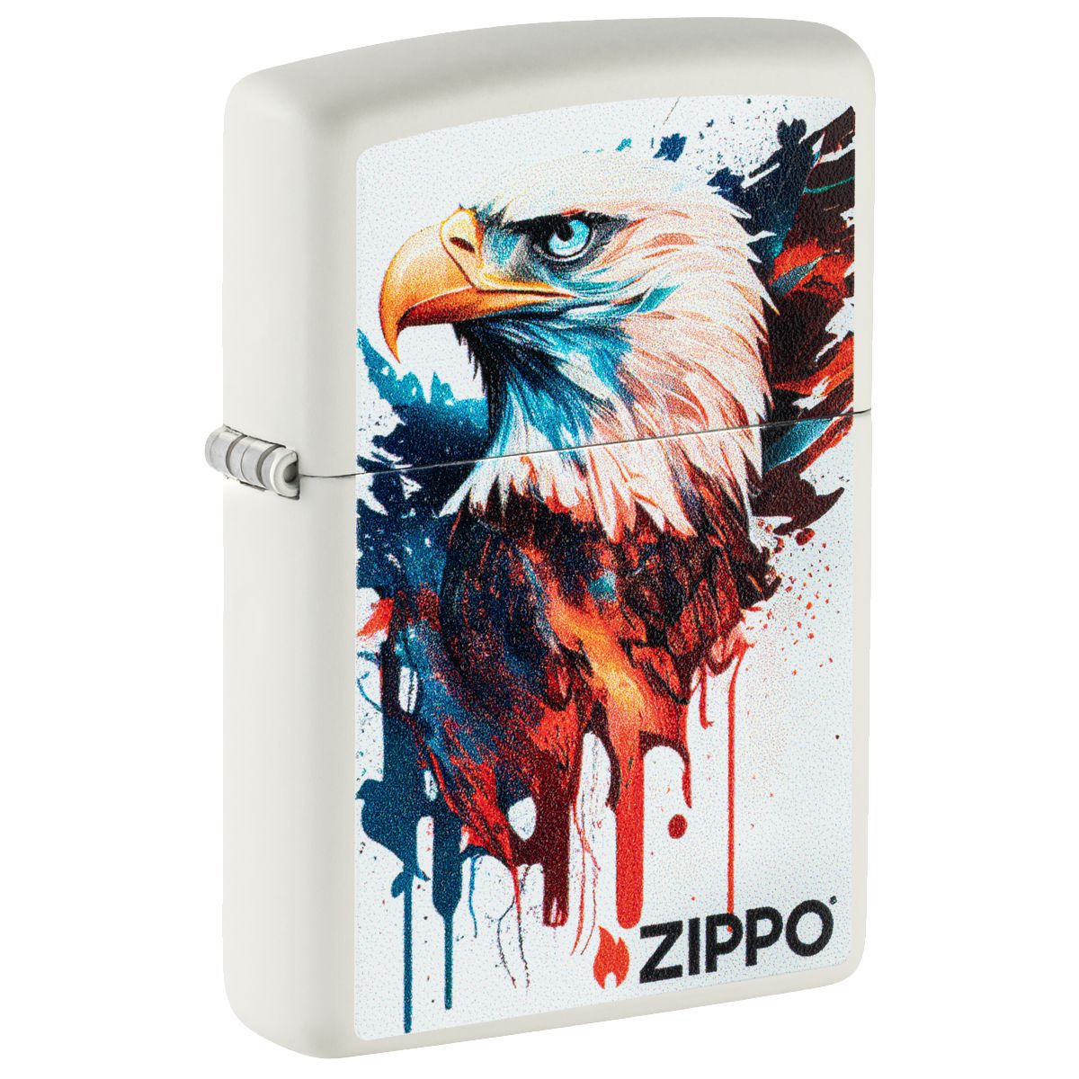 Zippo Lighter: Painted Eagle Design - White Matte 46692