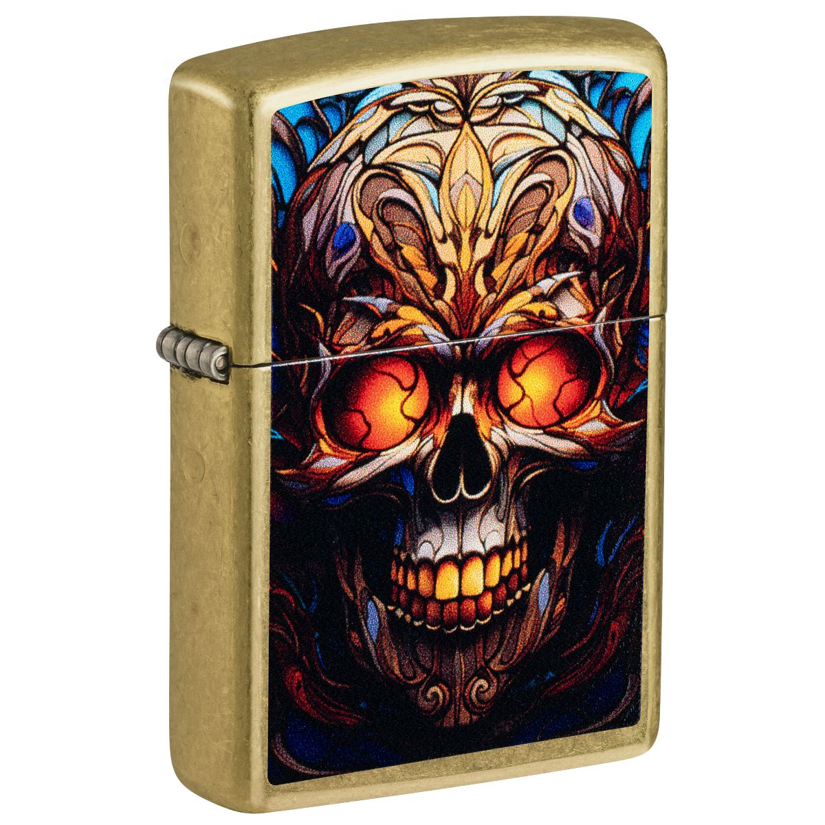 Zippo Lighter: Stained Glass Skull - Street Brass 46715