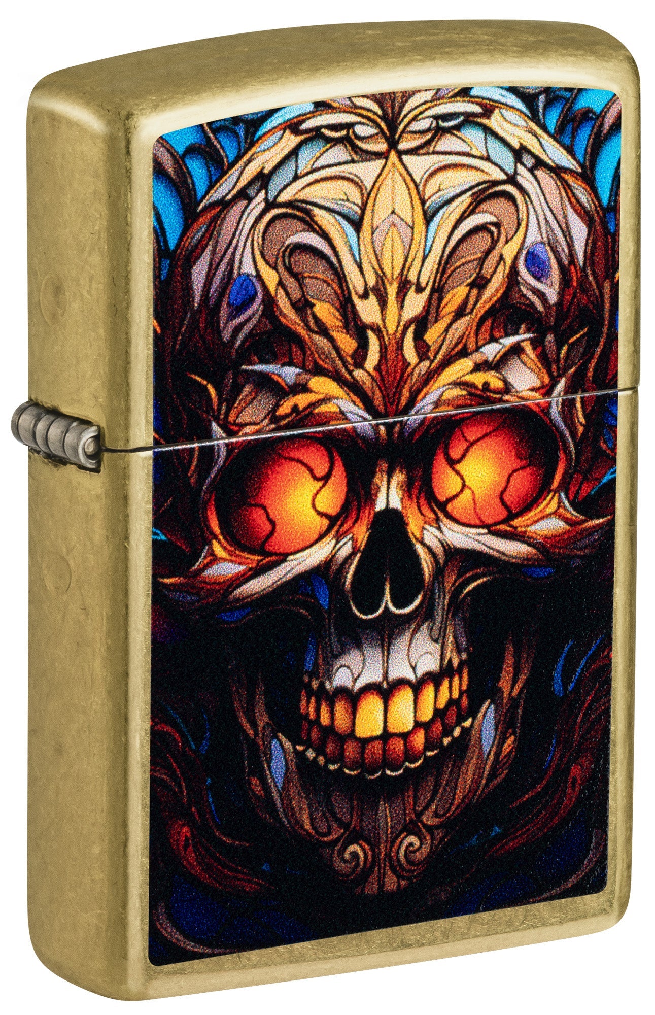 Zippo Lighter: Stained Glass Skull - Street Brass 46715