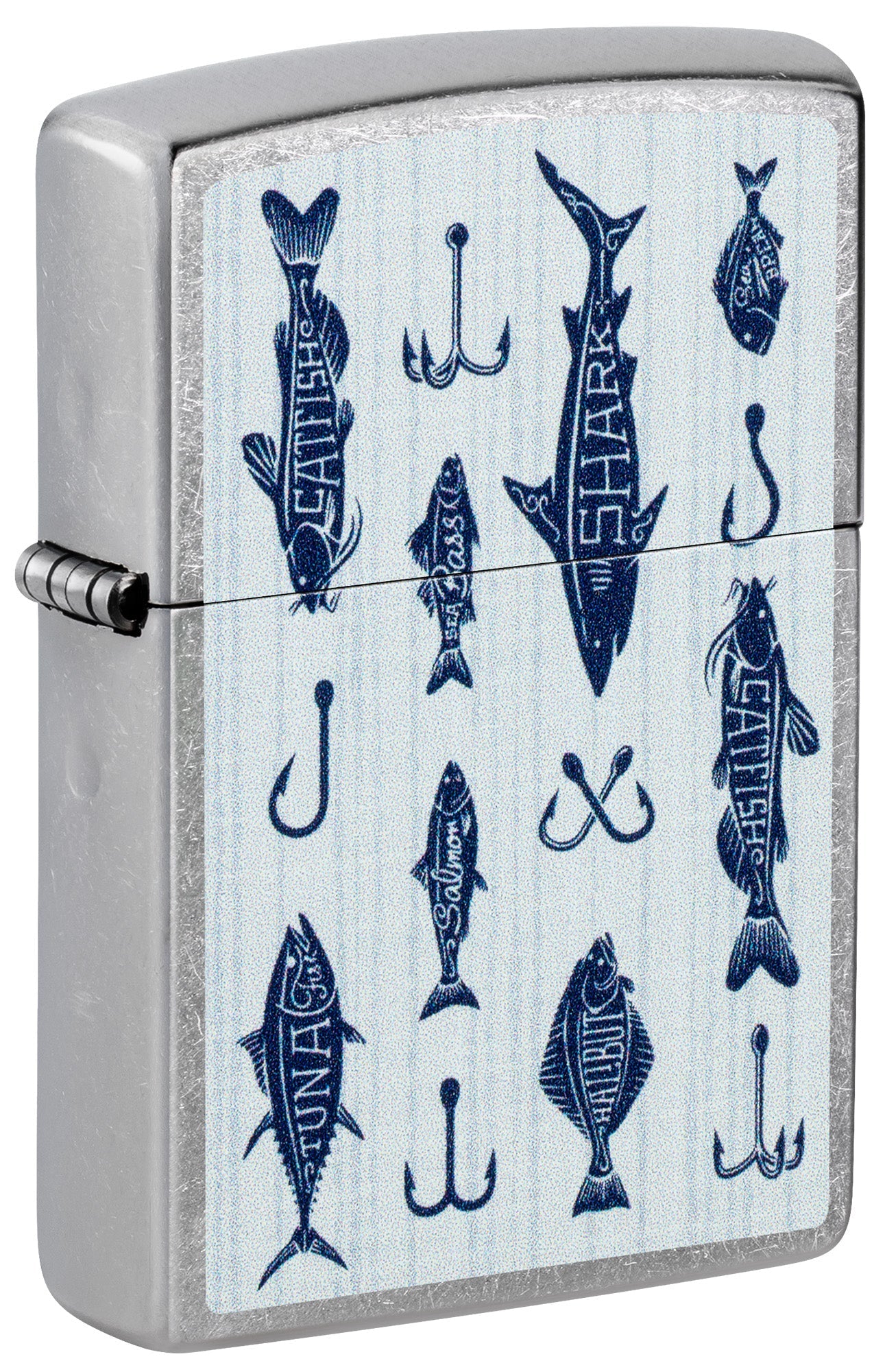 Zippo Lighter: Off the Hook Fishing Design - Street Chrome 46719