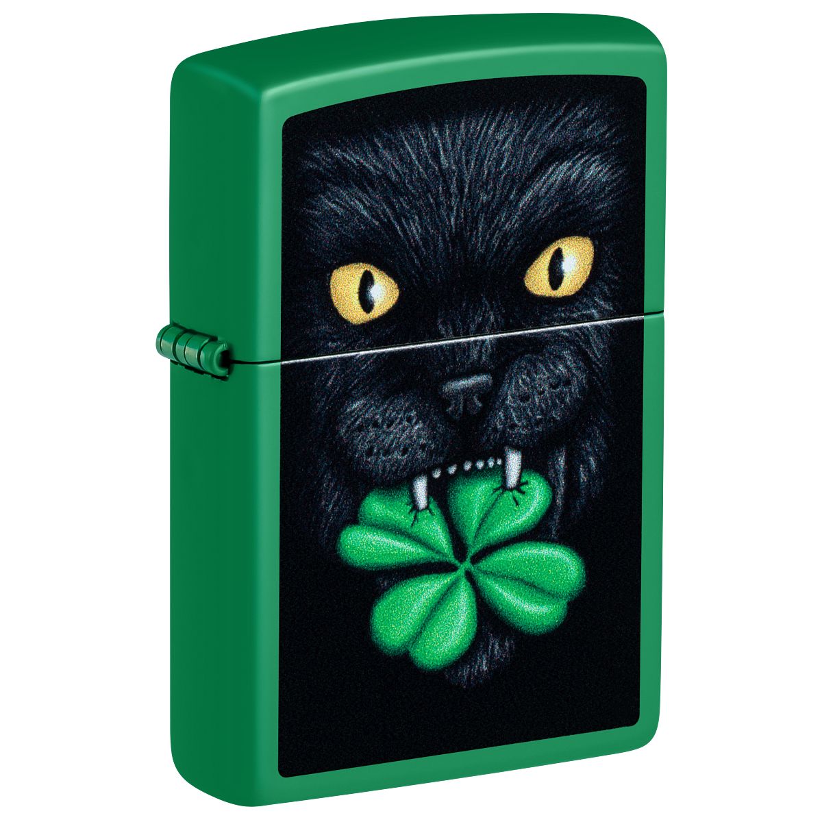 Zippo Lighter: Feline Lucky Design - Grass Green Matte 46721