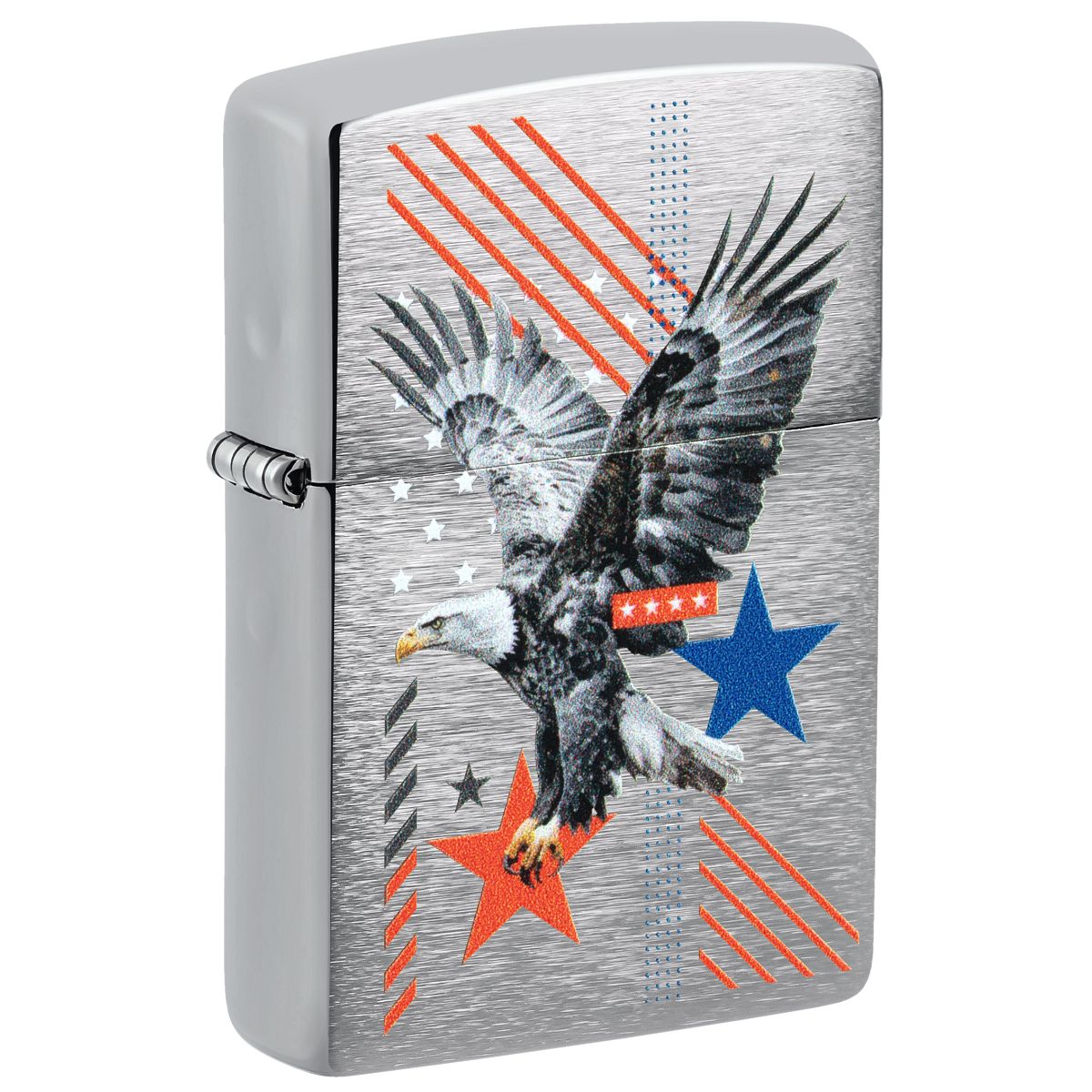 Zippo Lighter: Abstract Americana Design - Brushed Chrome 46820