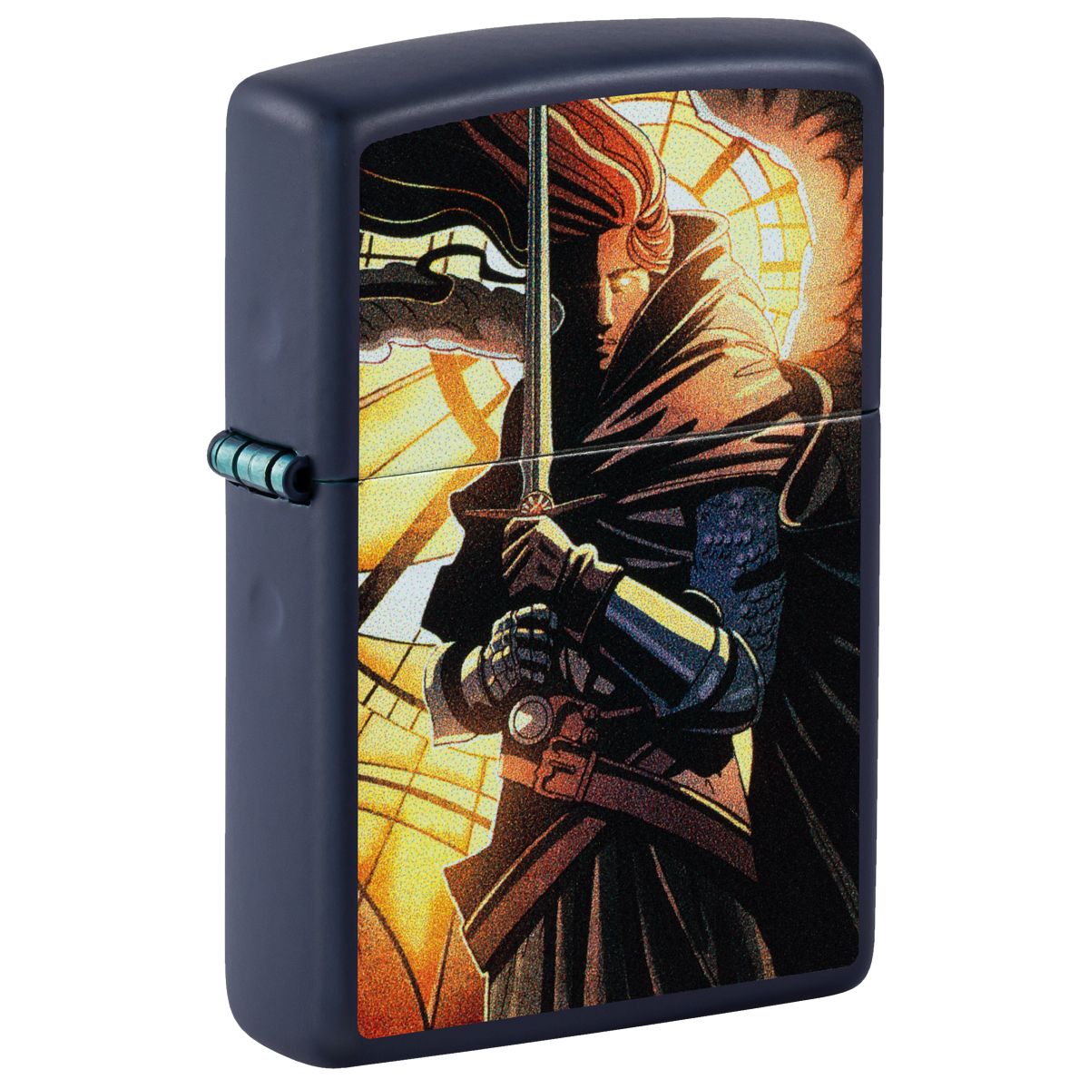 Zippo Lighter: Abstract Medieval Knight - Navy Matte 46833