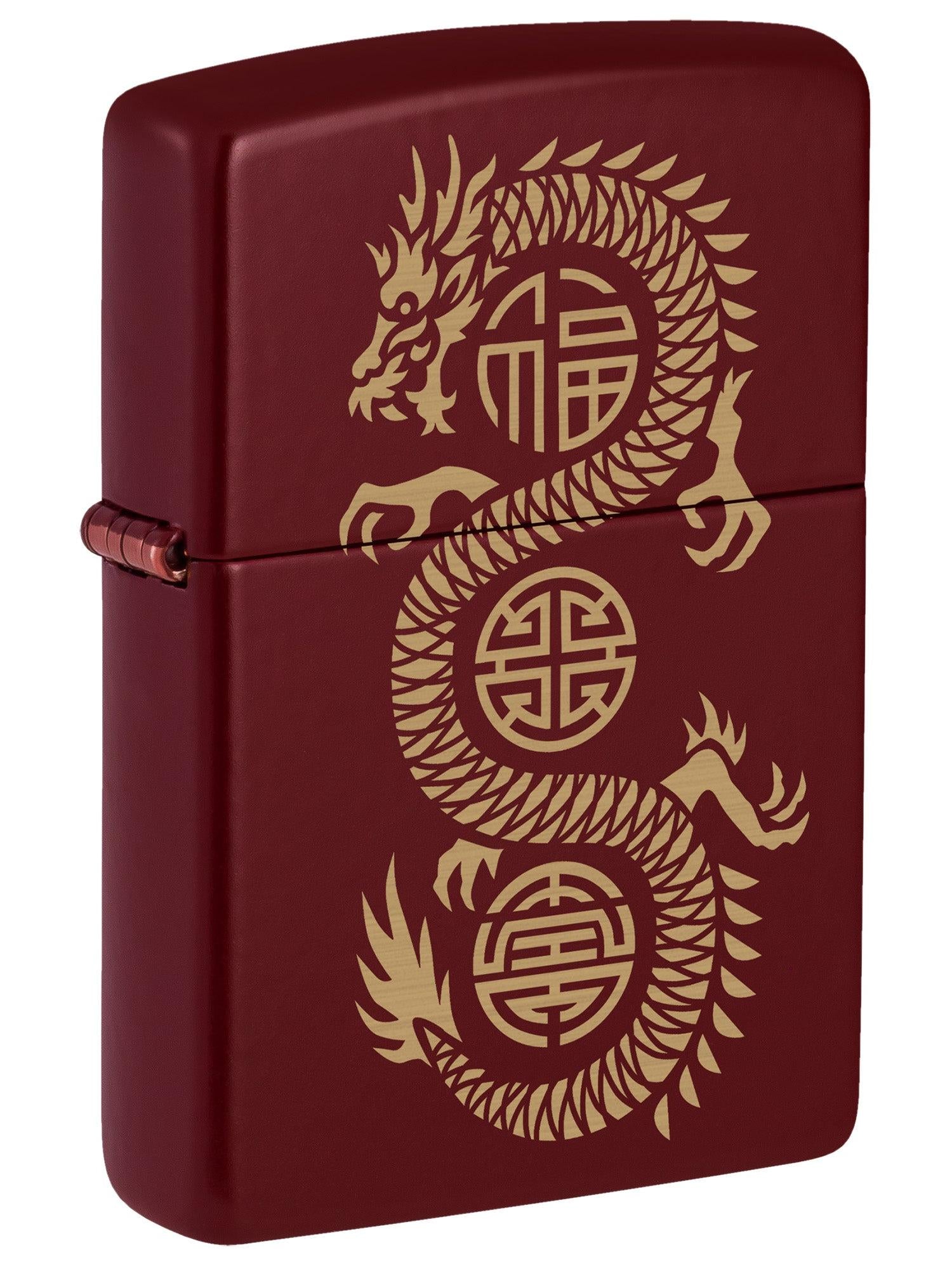 Zippo Lighter: Lucky Dragon, Engraved - Merlot 46834