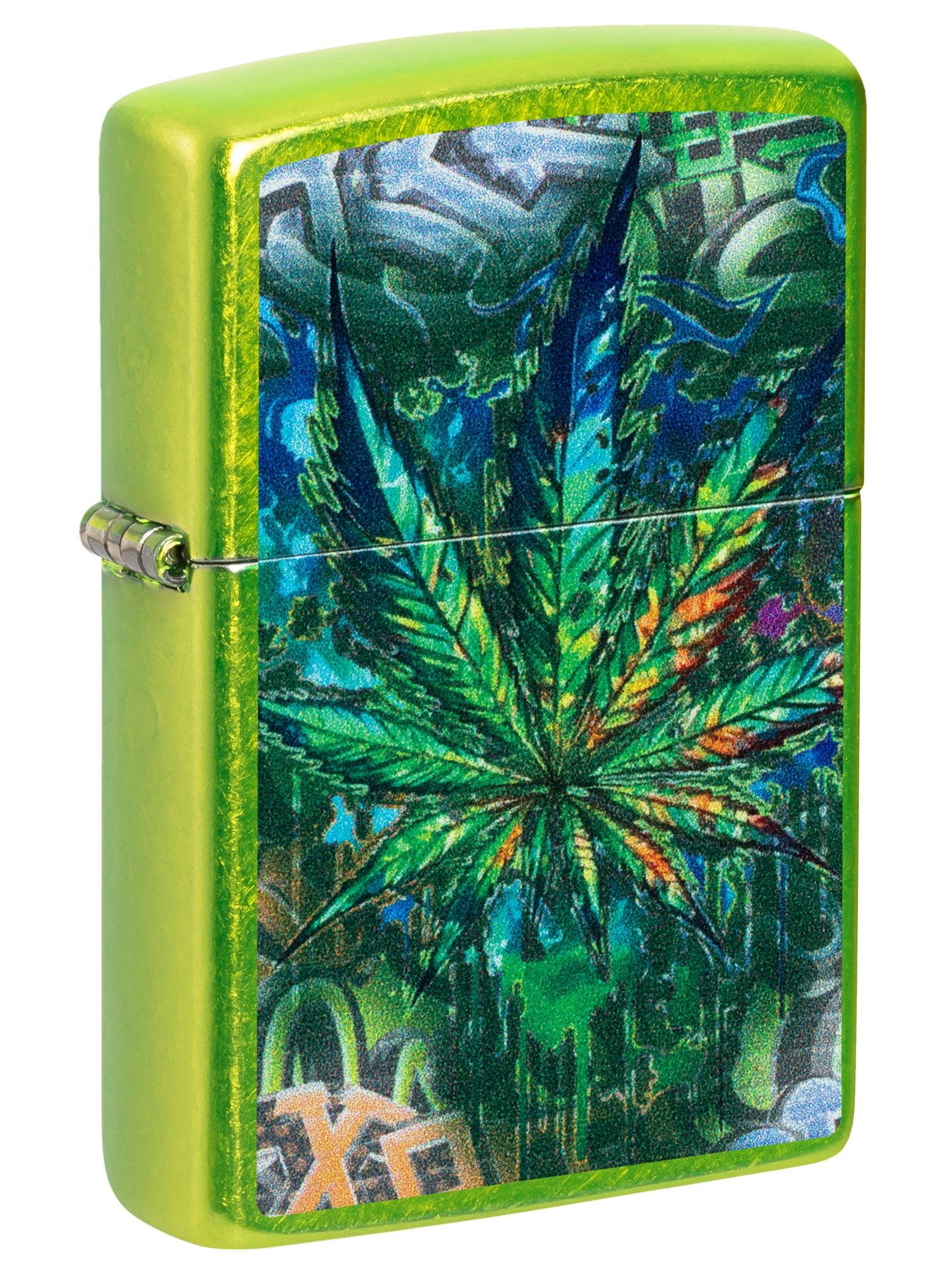 Zippo Lighter: Graffiti Weed Leaf - Lurid 46846