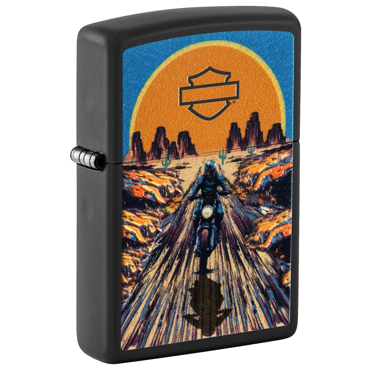 Zippo Lighter: Harley-Davidson Artwork, Texture Print - Black Matte 46861