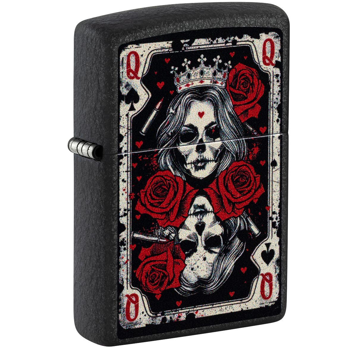 Zippo Lighter: Skull Queen Card - Black Crackle 46896