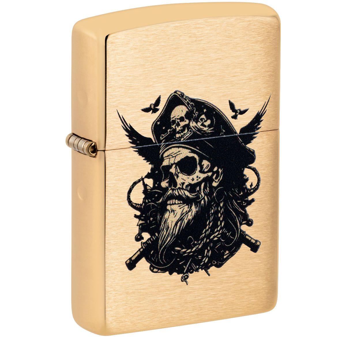 Zippo Lighter: Pirate Skull - Brushed Brass 46900