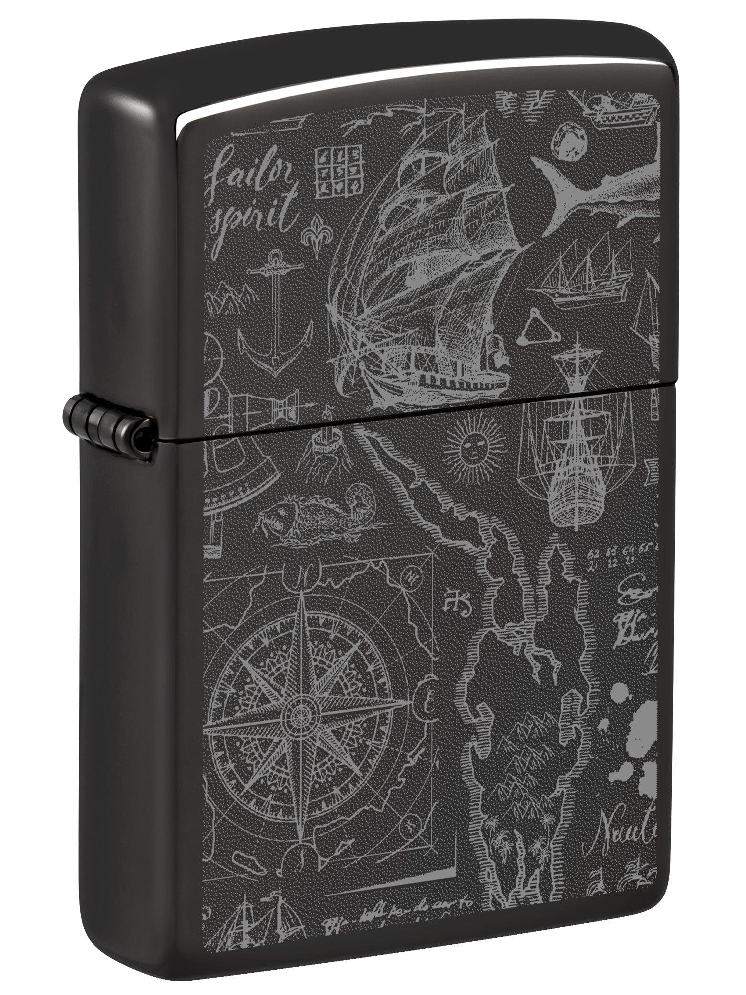 Zippo Lighter: Nautical Design - High Polish Black 46910