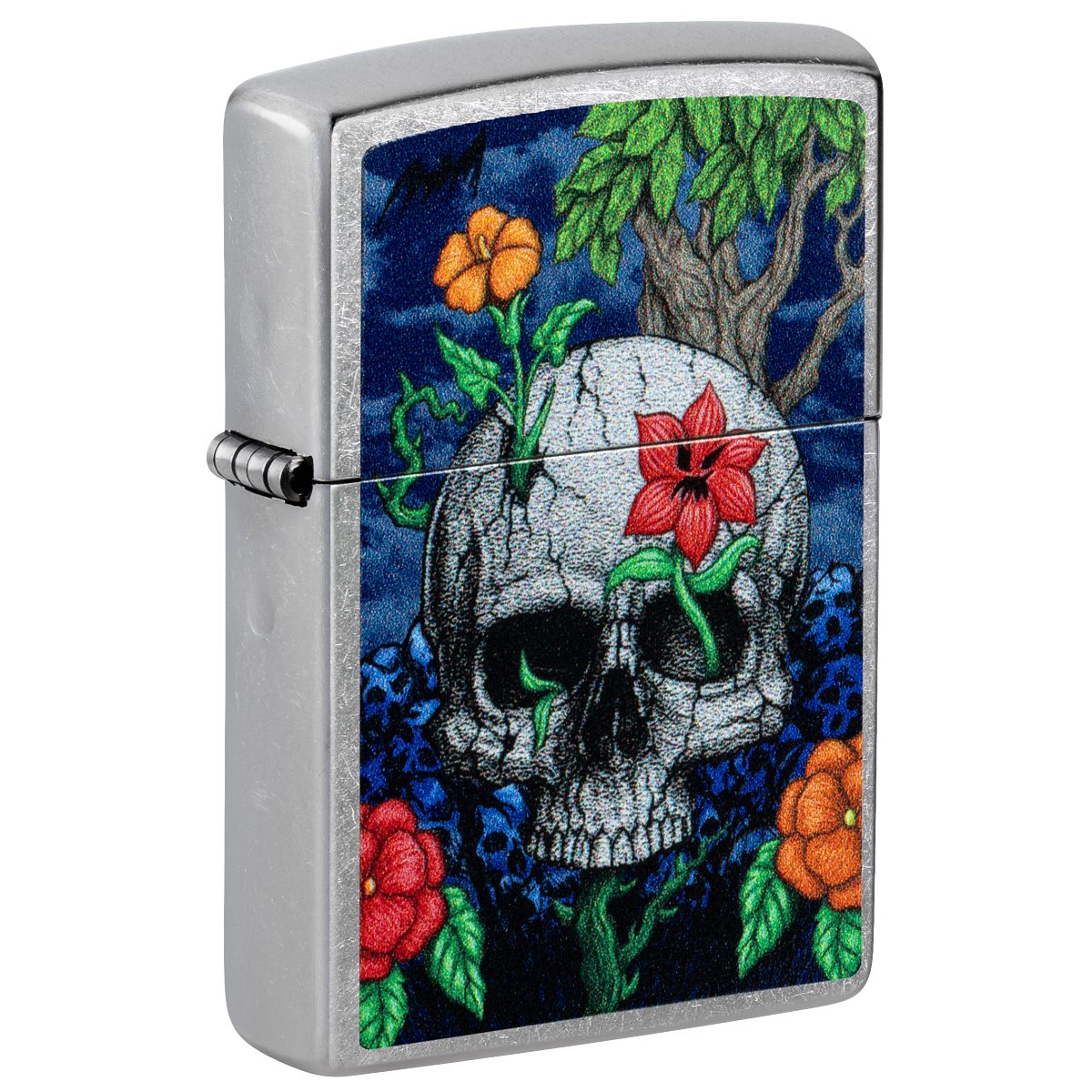 Zippo Lighter: Skull Sprout Design - Street Chrome 46939