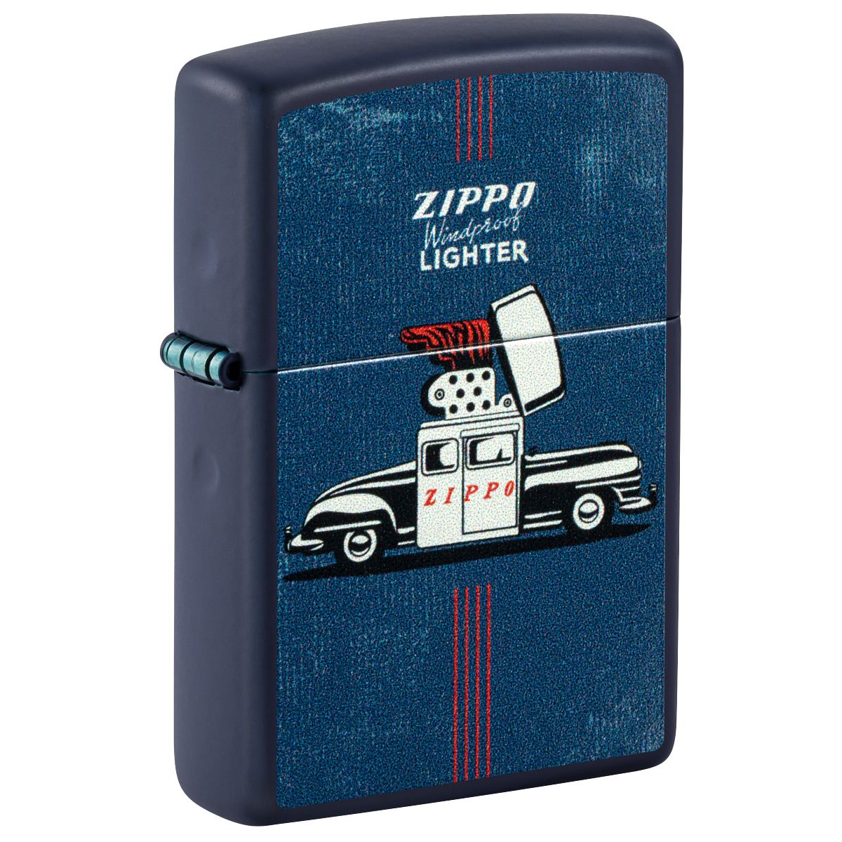 Zippo Lighter: Vintage Zippo Car, Two Sides - Navy Matte 46942