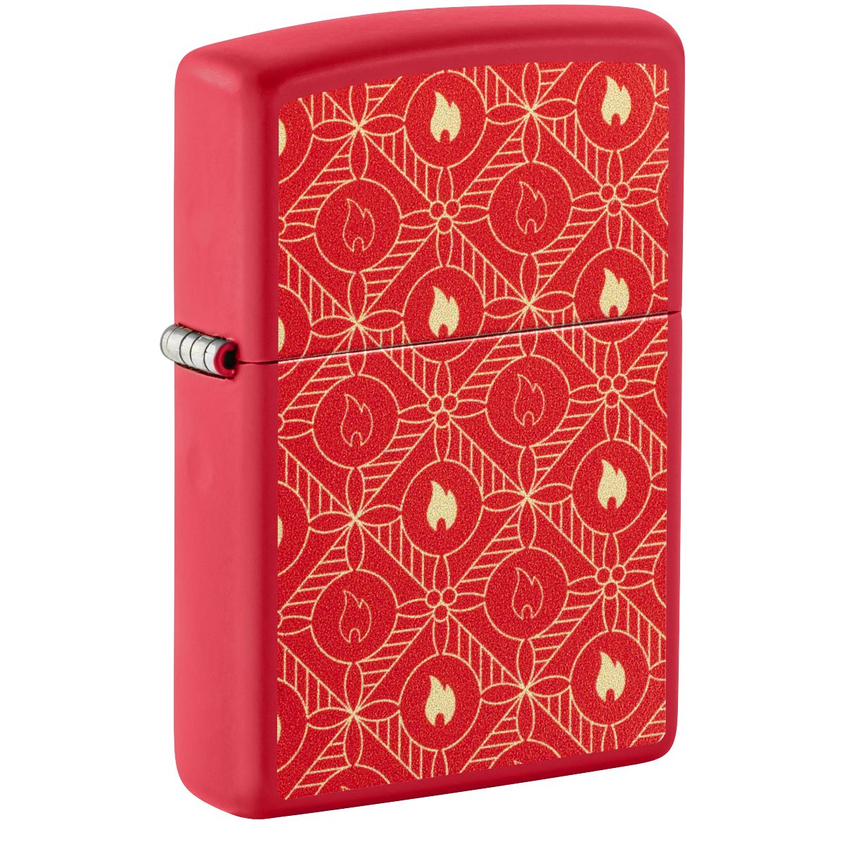Zippo Lighter: Festive Flame Design - Red Matte 46951