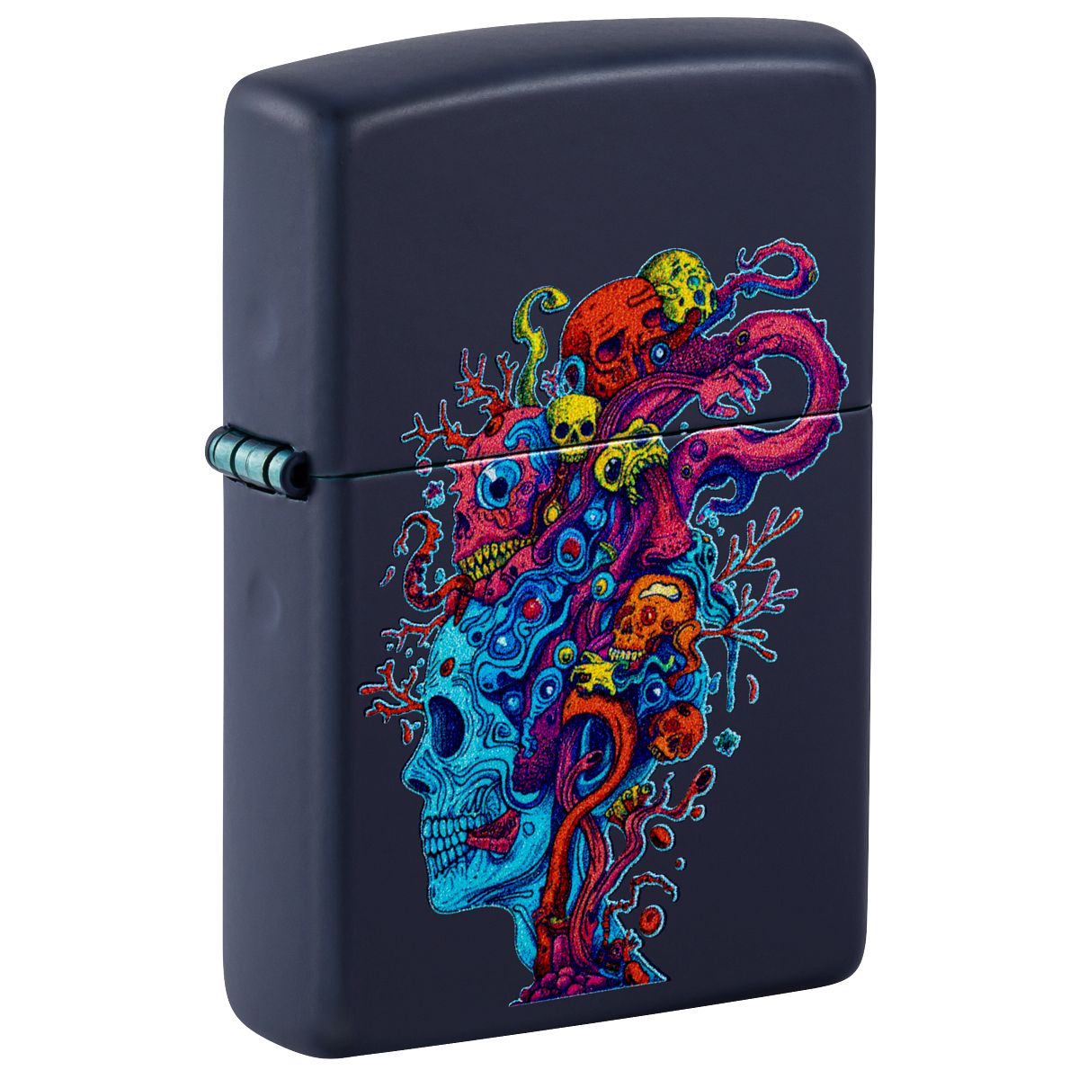 Zippo Lighter: Skull Reef Design - Navy Matte 46958