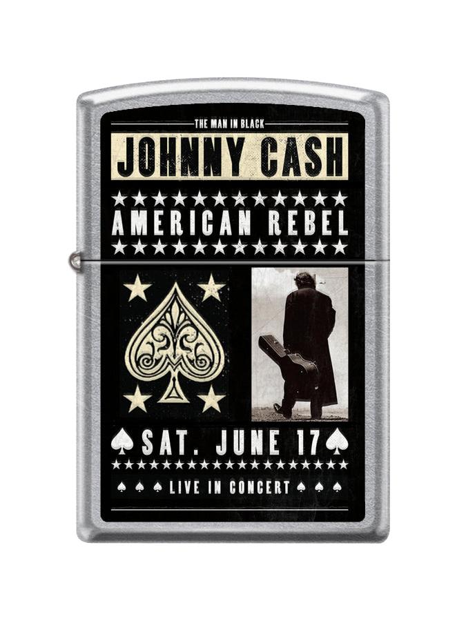 Zippo Lighter: Johnny Cash, American Rebel - Street Chrome 46982